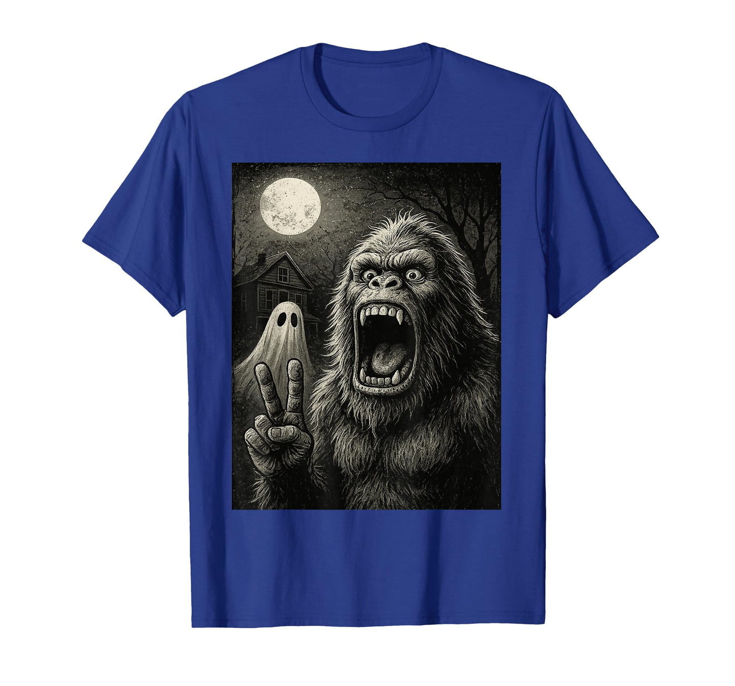 Bigfoot Halloween Funny Sasquatch Ghost Men Boy Kids Bigfoot T-Shirt