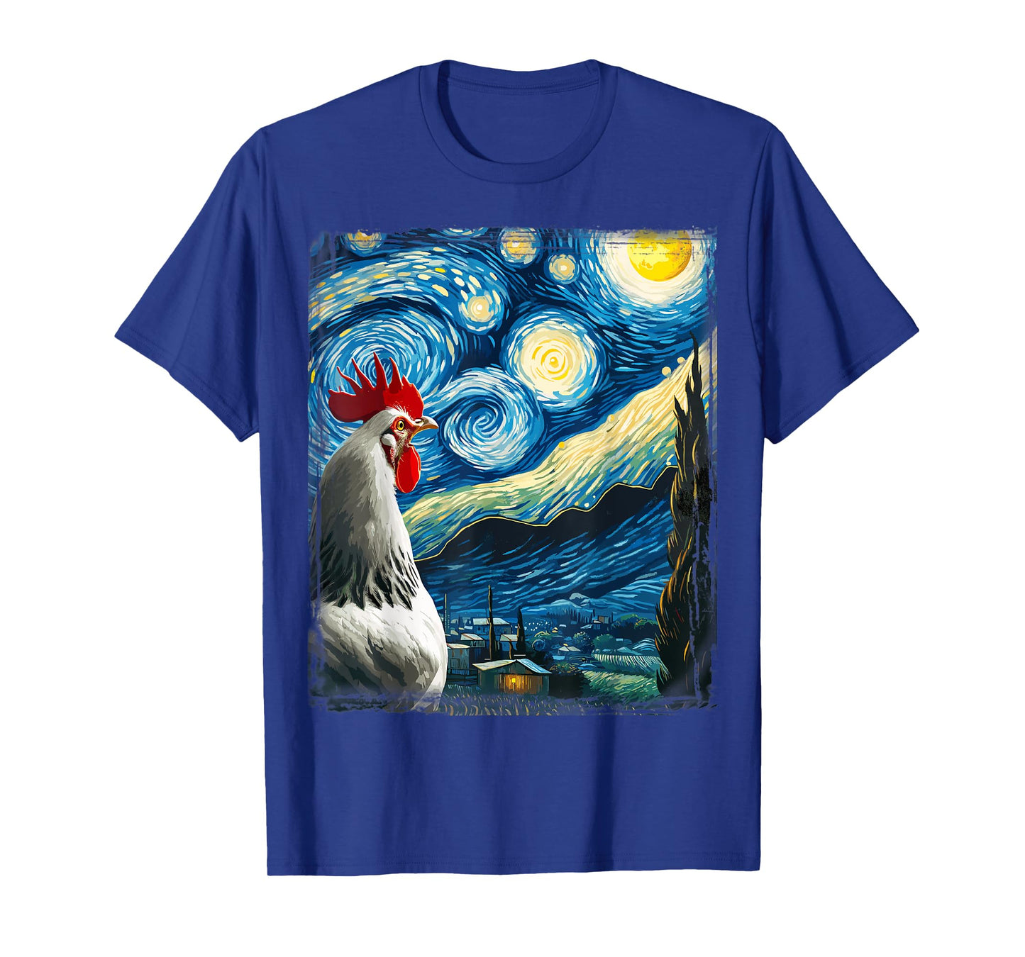 Artistic Chicken Shirt Van Gogh Style Starry Night Chicken T-Shirt