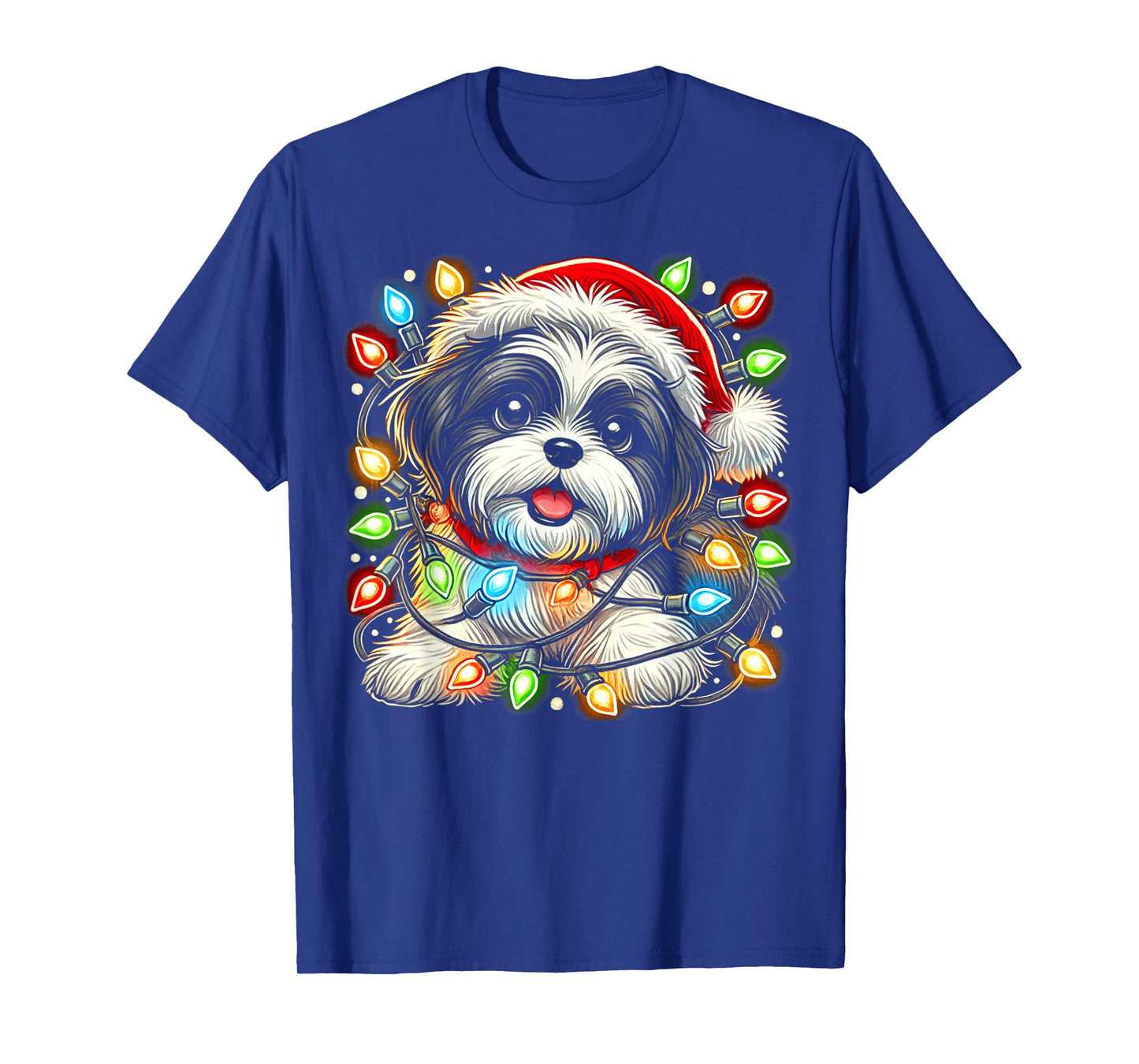 Merry Christmas Xmas Shih Tzu Santa Dog Men Women Kids T-Shirt