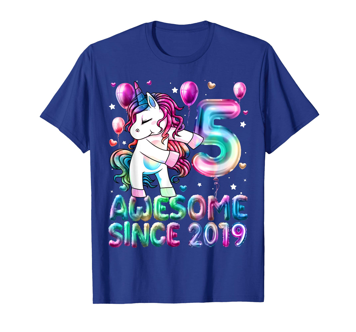 Flossing Unicorn 5 Year Old 5th Birthday Girl Unicorn Party T-Shirt