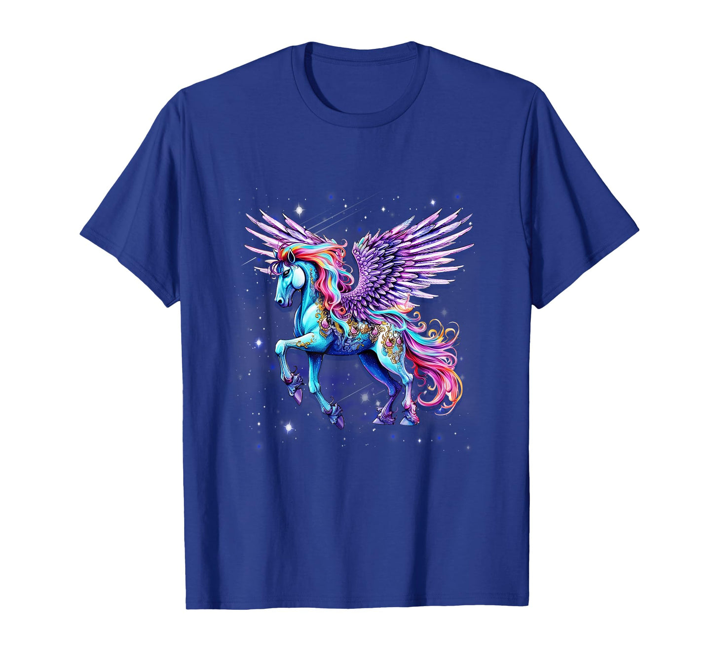 Rainbow Wings Unicorn Pegasus Fantasy Art T-Shirt