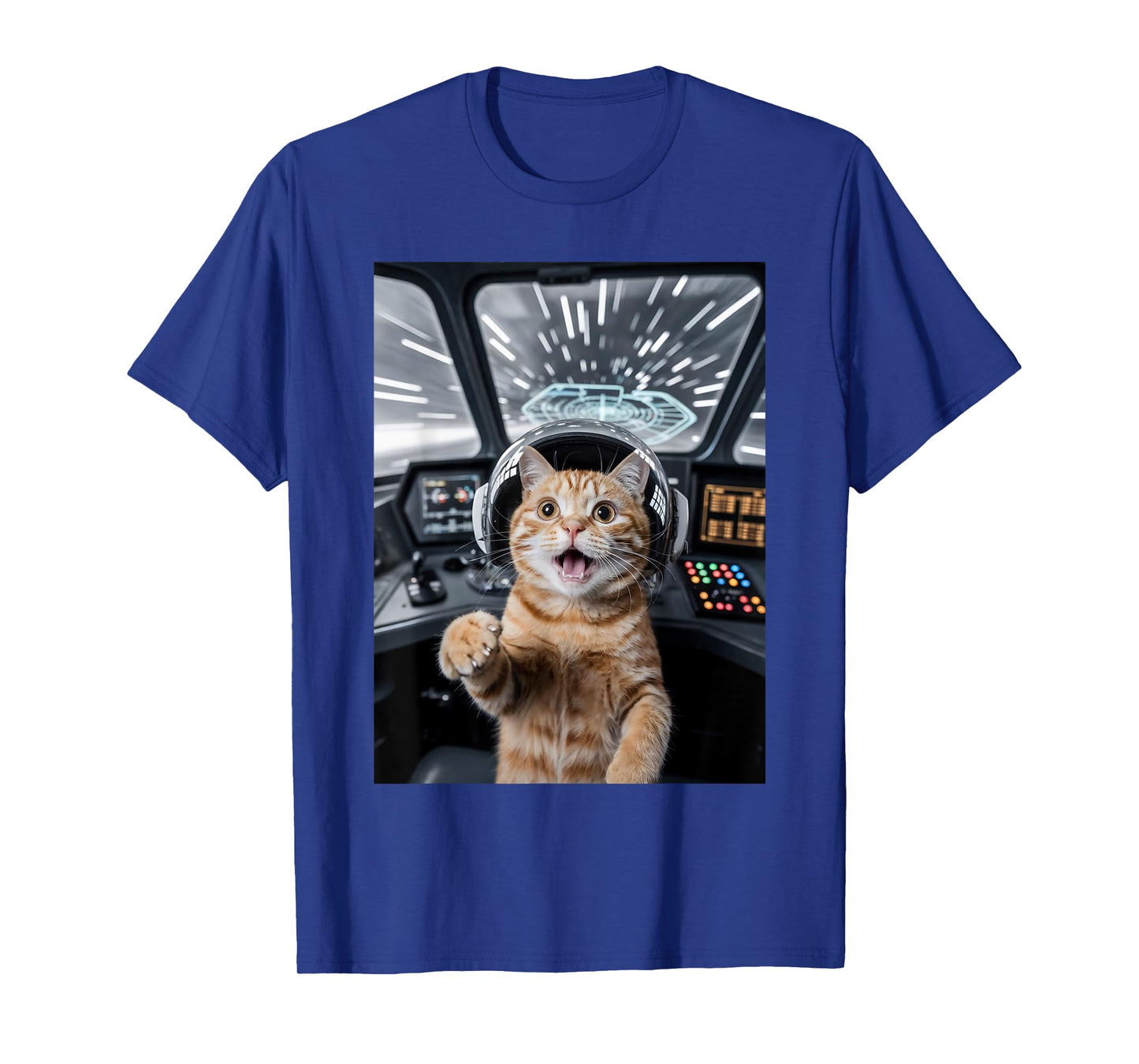 Funny Cat Selfie UFO Spaceship Cat Graphic T-Shirt for Men Women