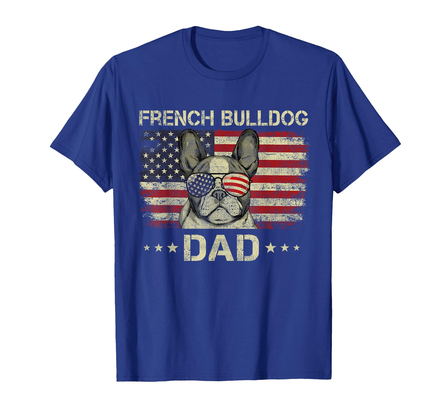 French Bulldog Dad Dog Lovers American Flag 4th Of July T-Shirt for Women Men