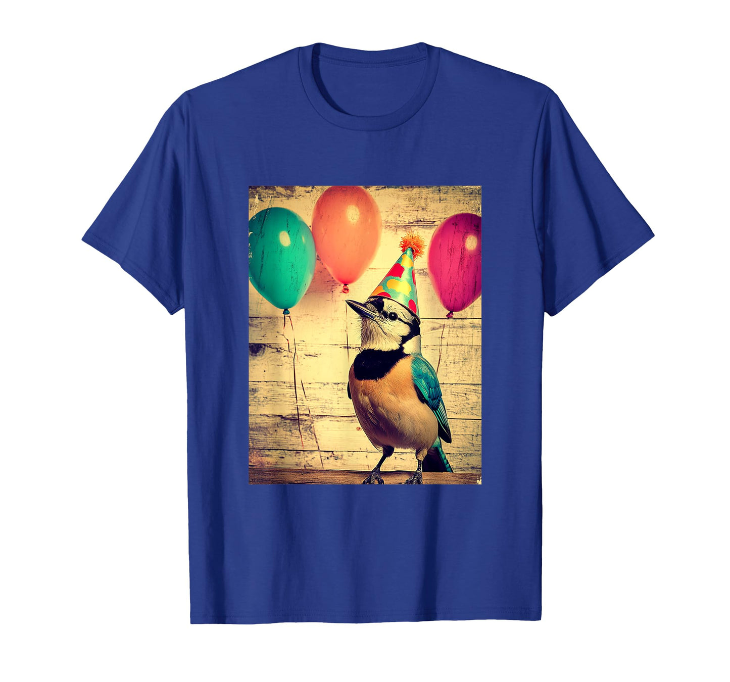 Blue Jay Retro Art Print Birthday Party Balloons & Party Hat T-Shirt