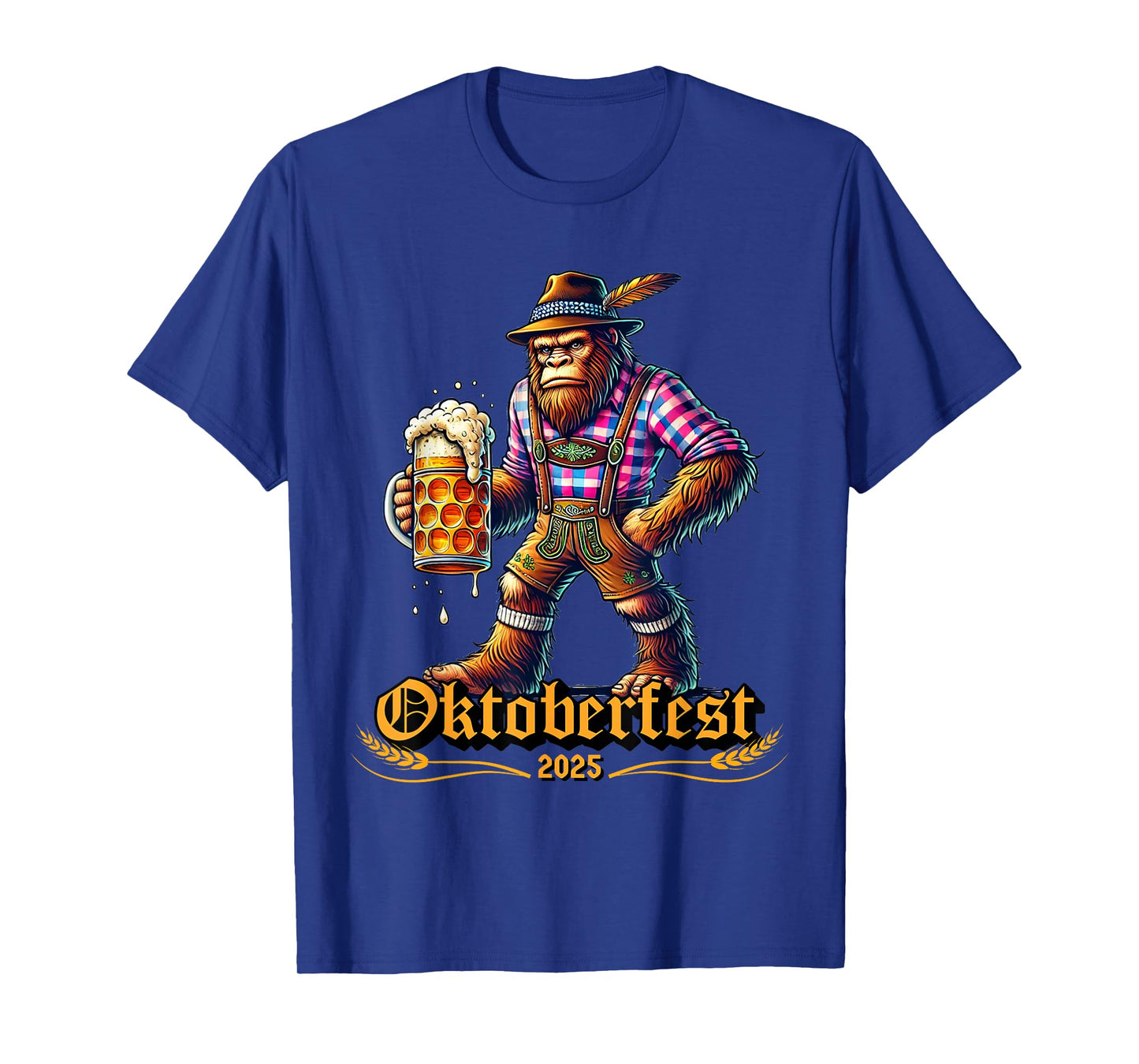 German Bigfoot Sasquatch Lederhose Funny Oktoberfest 2025 T-Shirt
