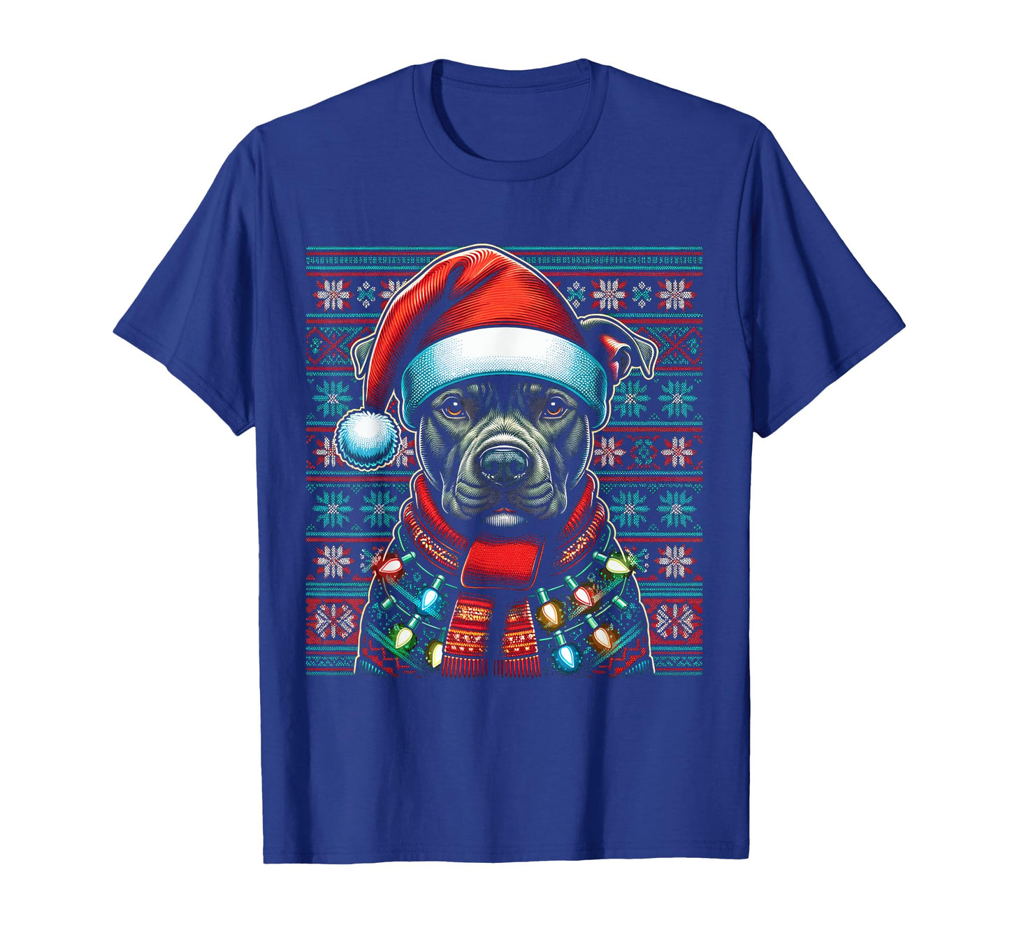 Christmas Pit bull Xmas Pit Bull Mom Dog Lover Santa Womens T-Shirt