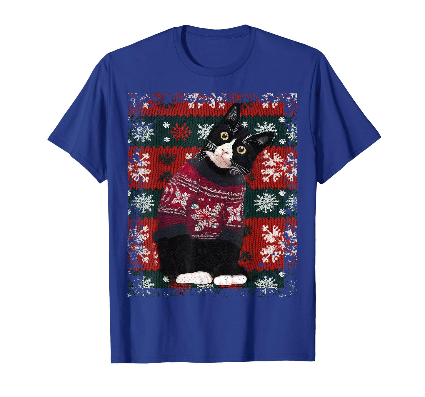 Christmas Tuxedo Cat Santa Sweater Ugly Xmas Funny T-Shirt