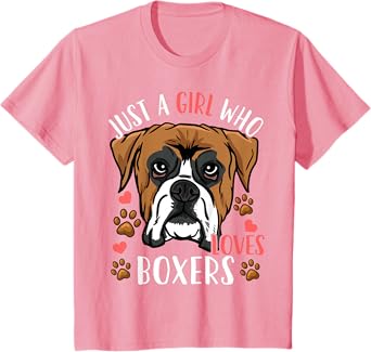 Kids Boxer Dog Just A Girl Who Loves Boxers Gift T-Shirt