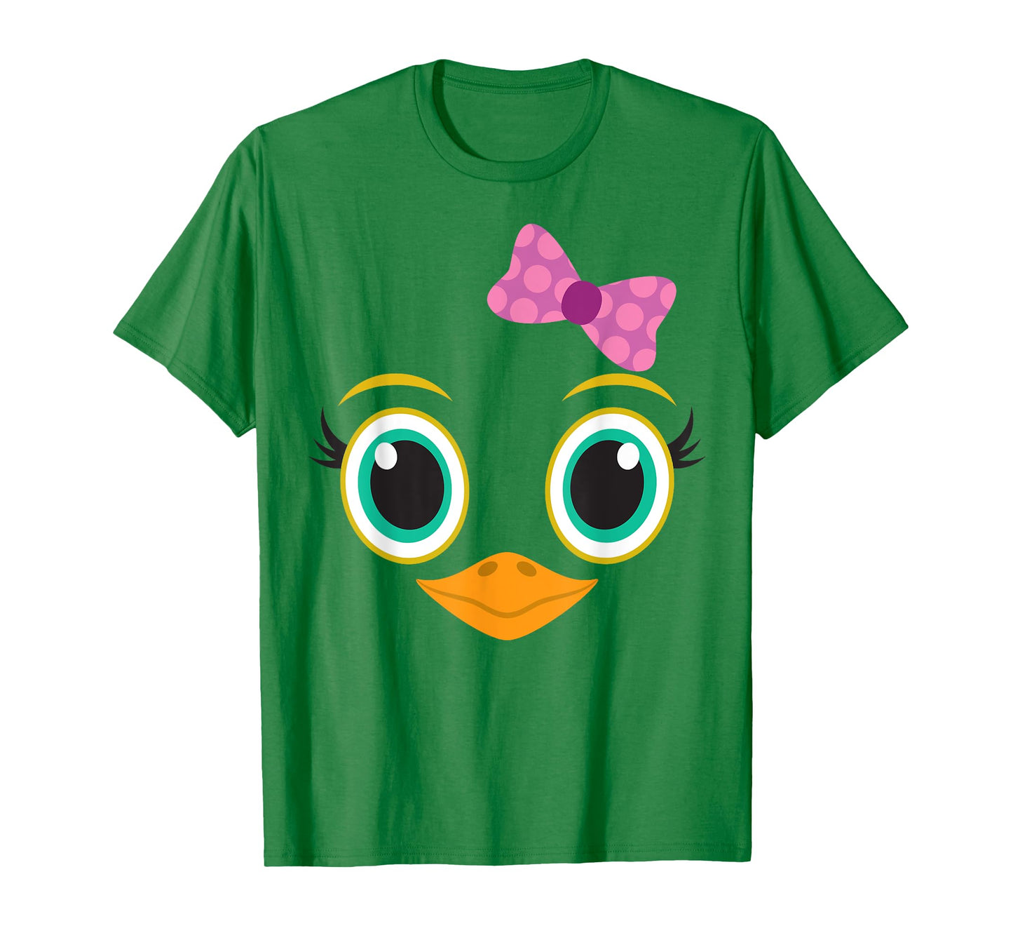 Funny Halloween Costume for Girls w/ Bow - Cute Chick Face T-Shirt