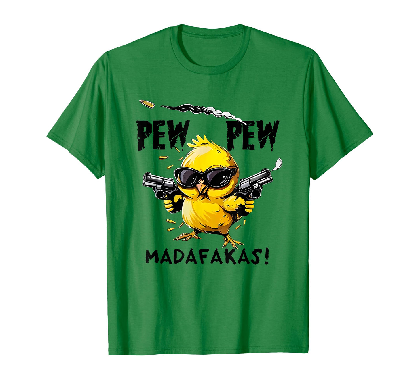 Bird Print Relax Fit Sweatshirt - Unisex-Adults - White - Small - Short Sleeve - T-Shirt - Pew Pew Madafakas Funny Chicken Rooster Bird - Sarcasm, Joke, Irony - Great Birthday Gift
