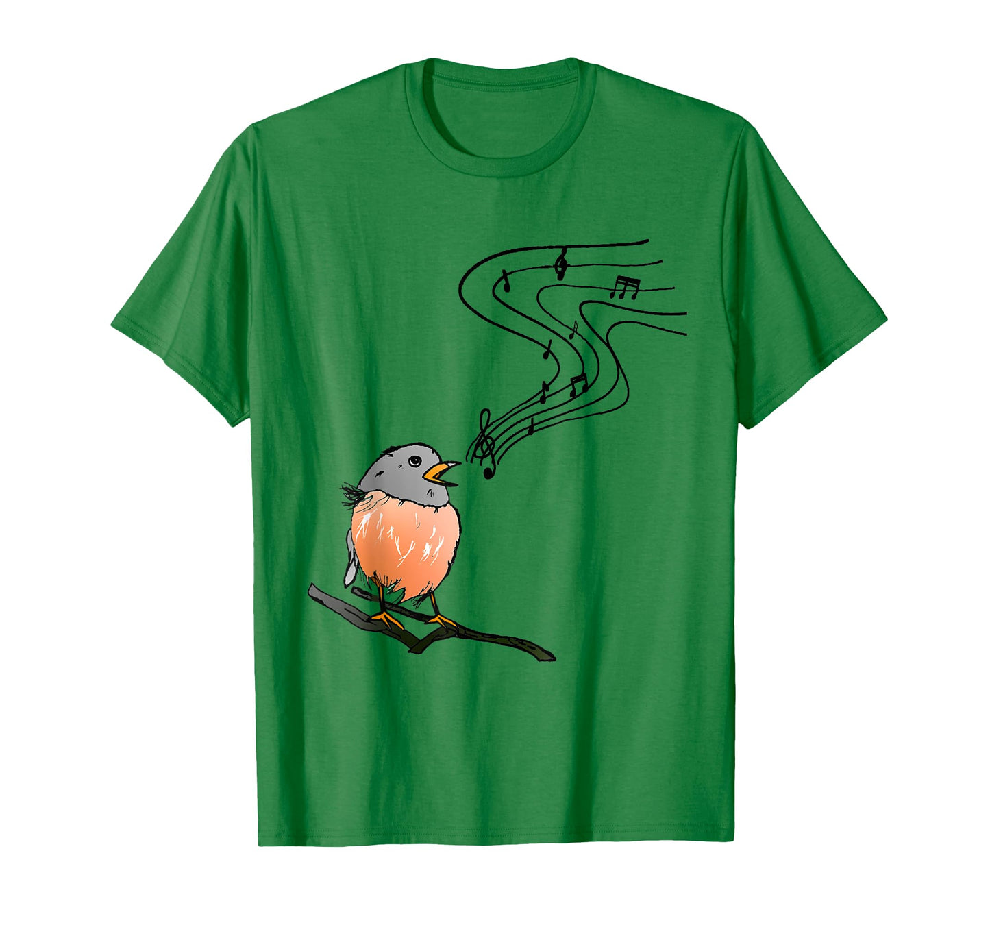 Singing bird music notes European robin bird watching T-Shirt
