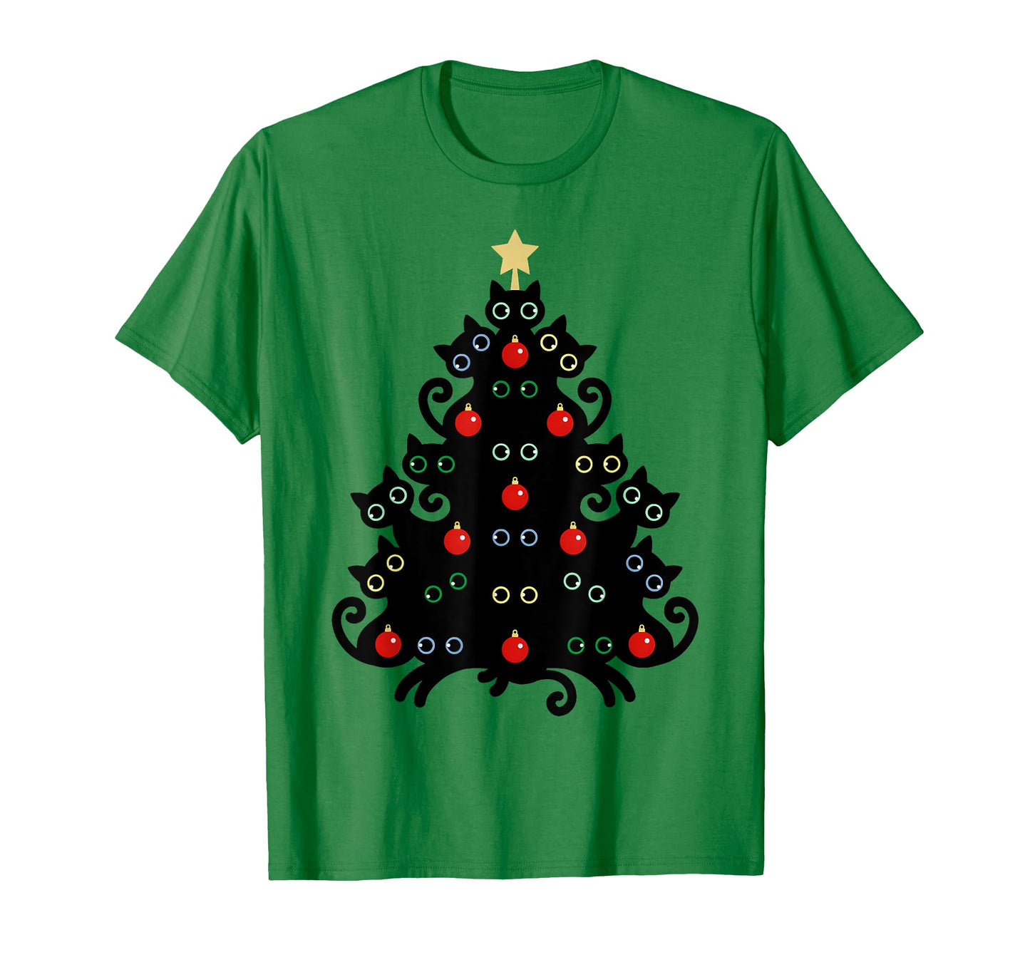 Cat Christmas Tree X-Mas Holiday Kitten Funny Black Cats Men Women Kids T-Shirt