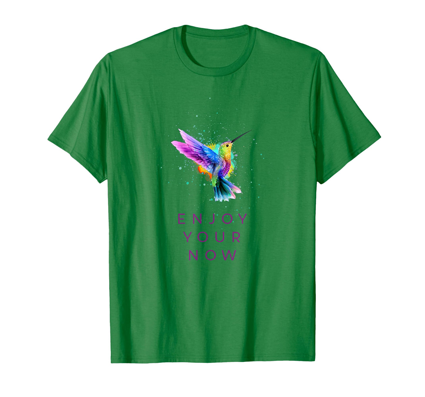 Cute Inspirational Watercolor Hummingbird - Enjoy Your Now T-Shirt
