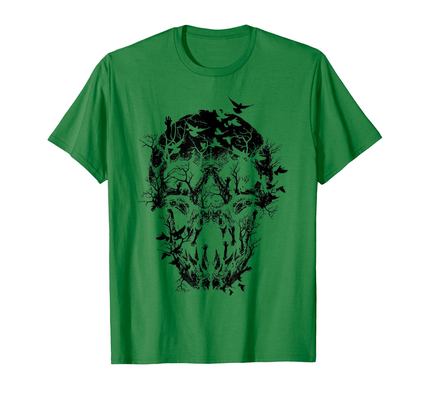 Gothic Birds Skull Skeleton Spooky Halloween Costume T-Shirt