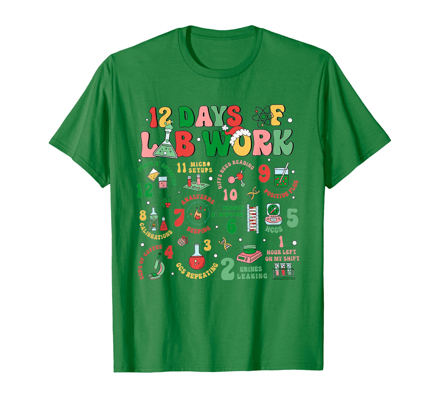 Lab Technician Christmas Gifts Unisex-Adults T-Shirt, Lab Tech Christmas, Medical Lab Science, White, Small, Short Sleeve