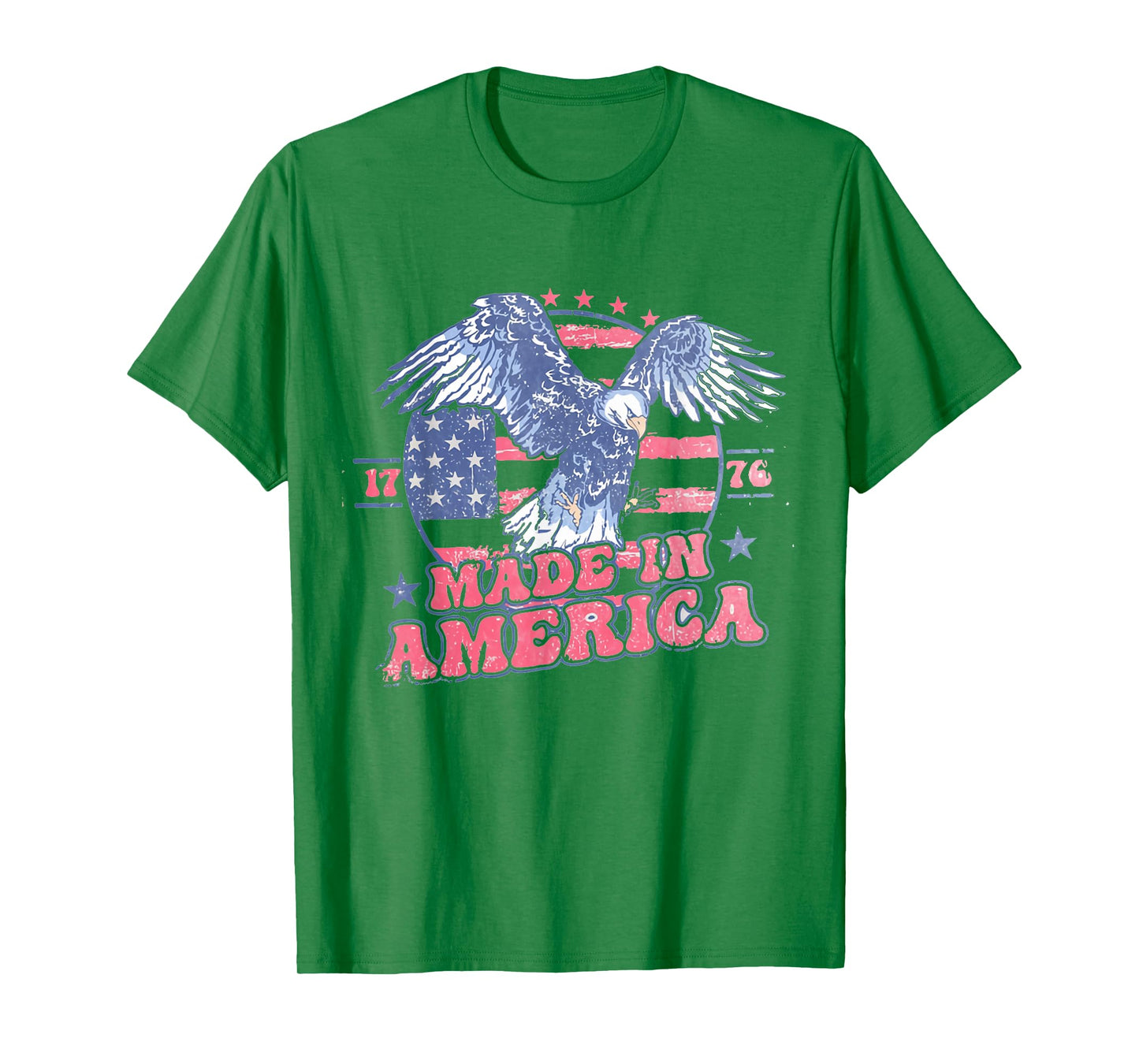 Women Retro Made In America 4th Of July Eagle Patriotic T-Shirt