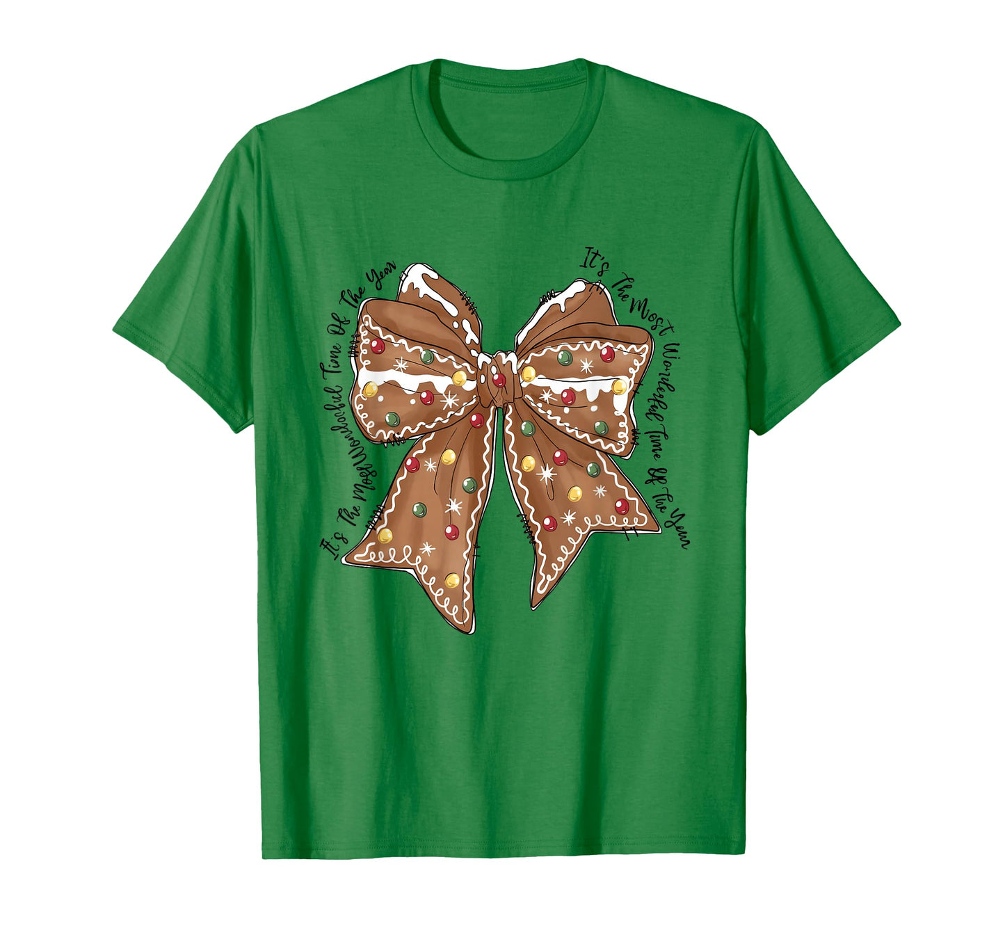 Funny Christmas Outfit for Men Women Kids Christmas Gingerbread Coquette Bow Xmas T-Shirt