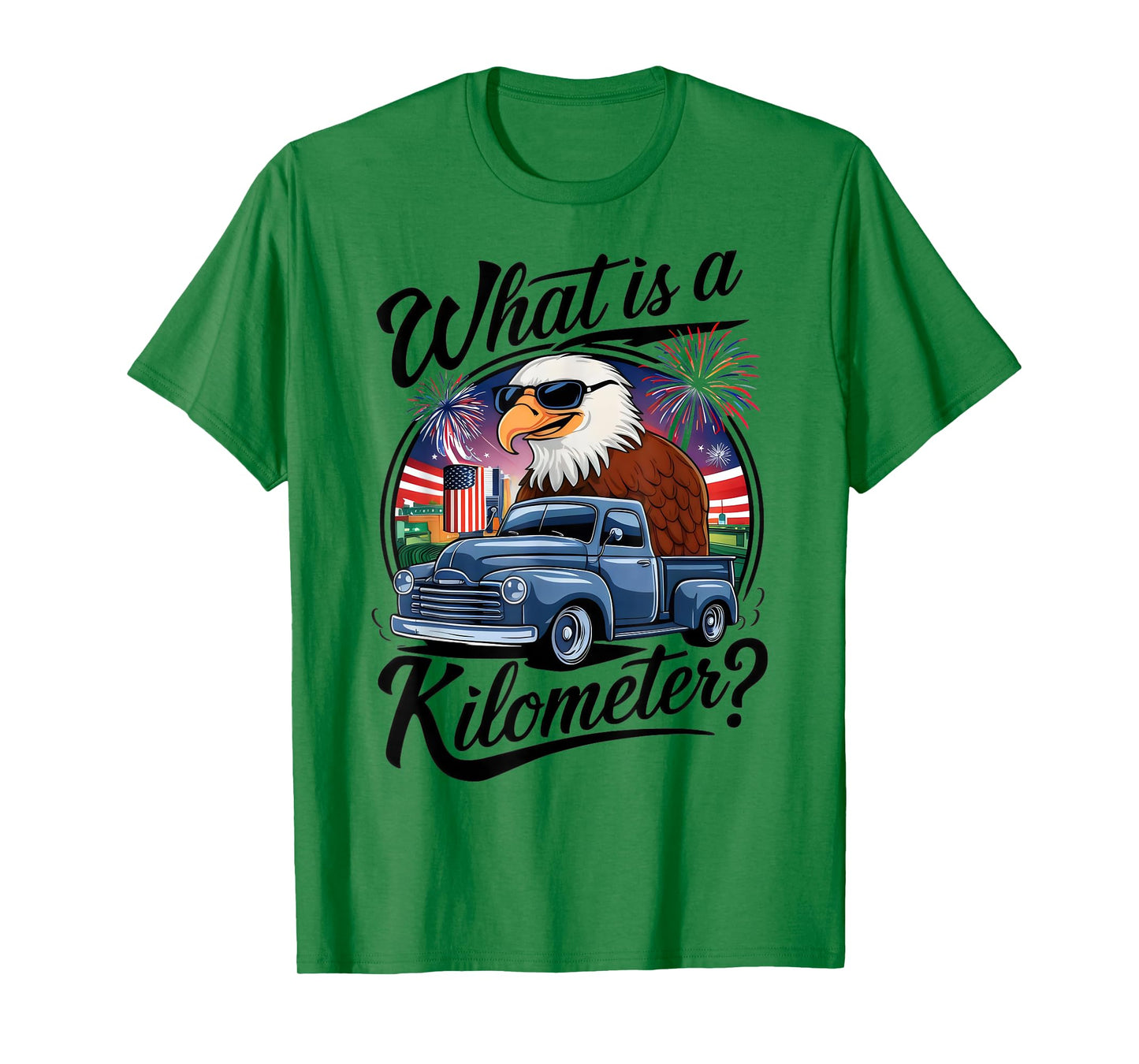What is a Kilometer 4th of July Eagle Riding Truck T-Shirt for Women Men
