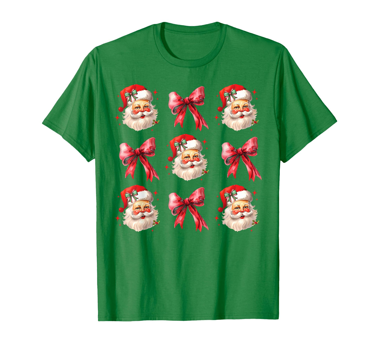 Retro Coquette Santa Red Bows Christmas For Women Girl T-Shirt