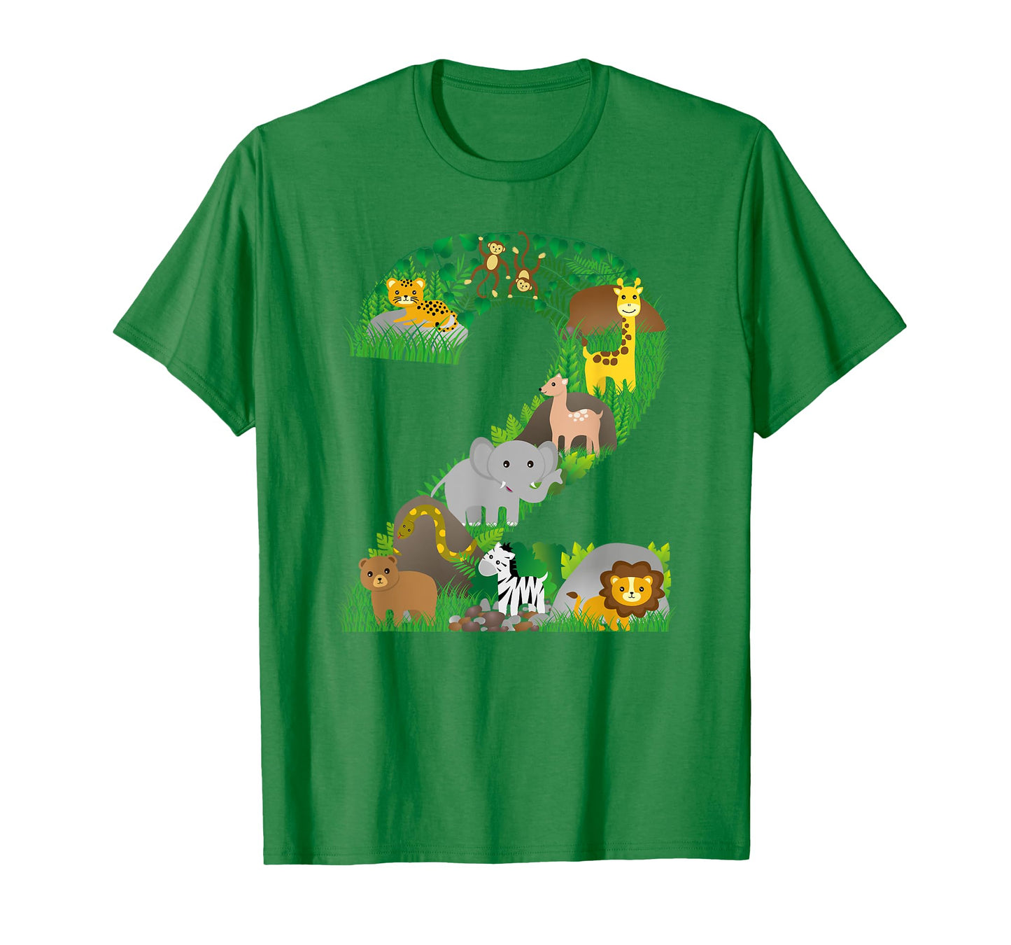 Safari Jungle Zoo animals Second Birthday number 2 T-shirt T-Shirt