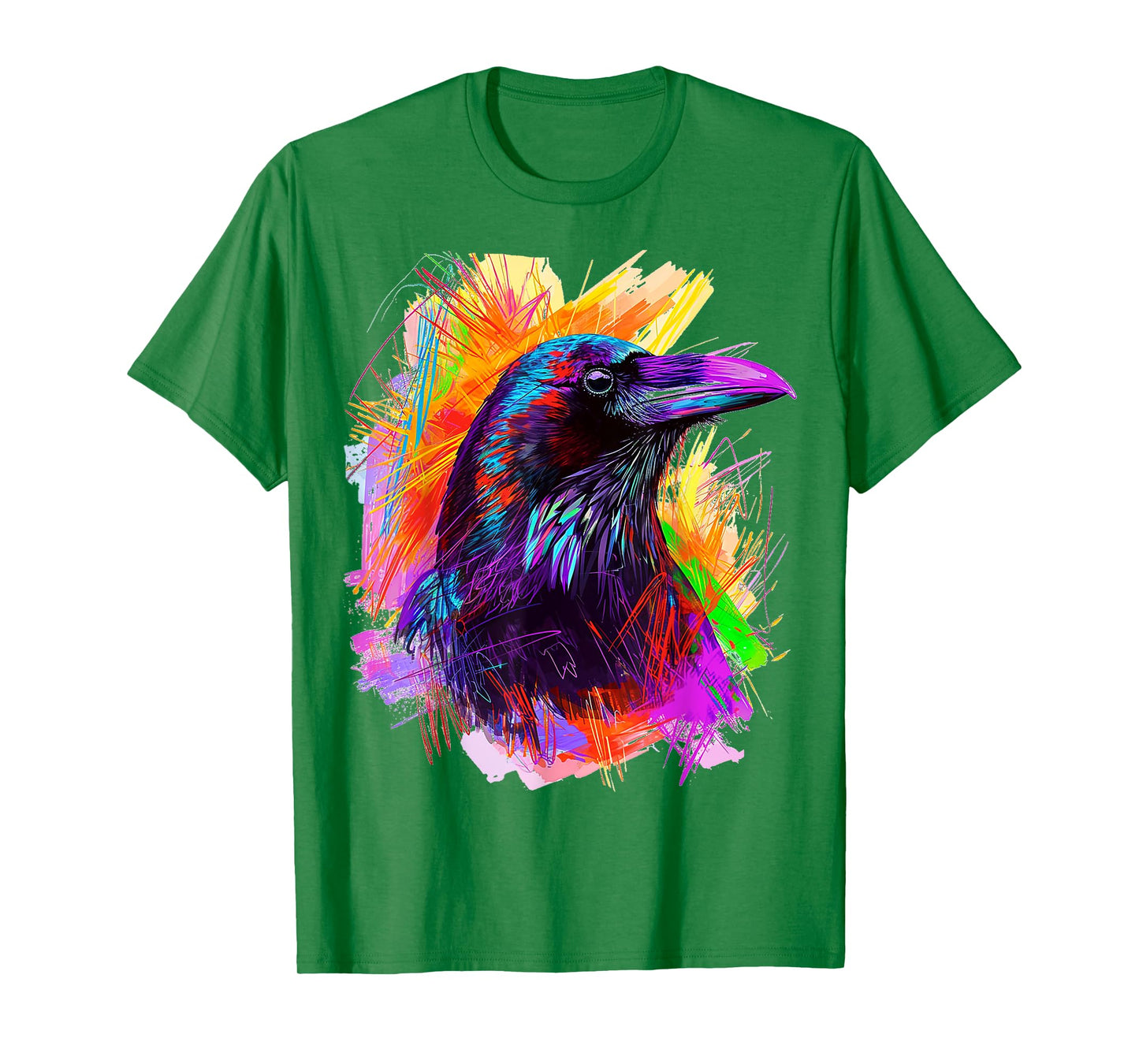 Raven Painting Abstract Animal Art Colorful Graphic Raven T-Shirt