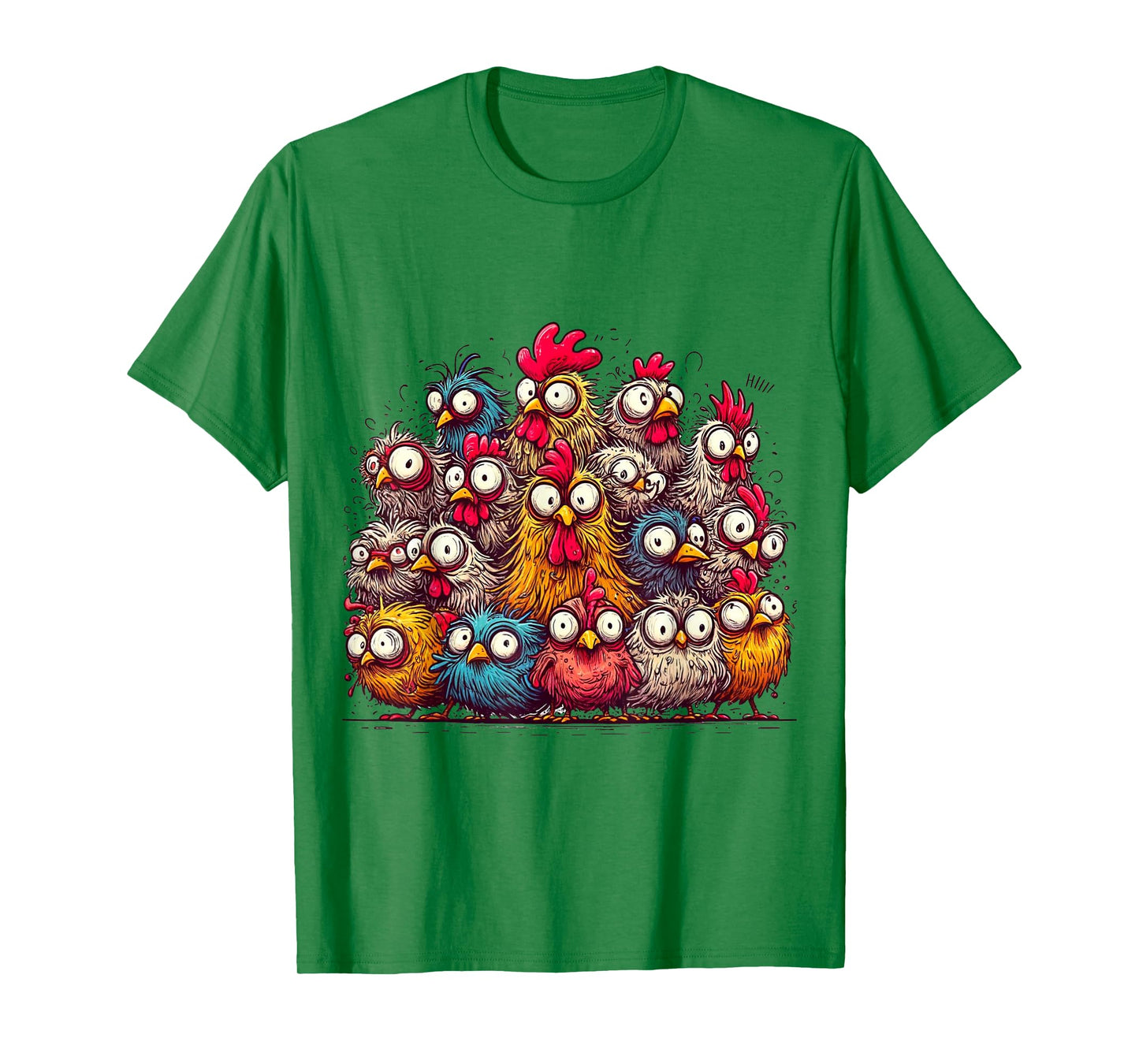 Eagerlys Colorful Funny Chicken Art, Crazy Chicken Family T-Shirt
