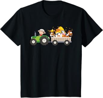 Kids Tractor Farm Farmers Animals Horse Cow Chicken Boys T-Shirt