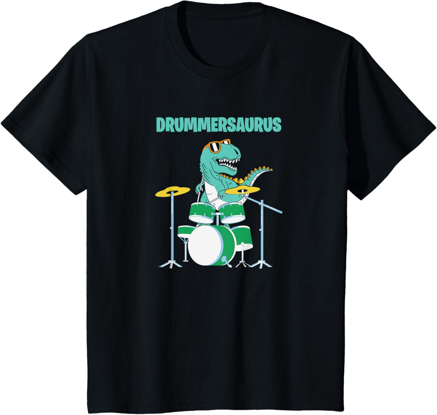 Kids DRUMMER-SAURUS, Drummming Dinosaur, Funny TRex Playing Drums T-Shirt