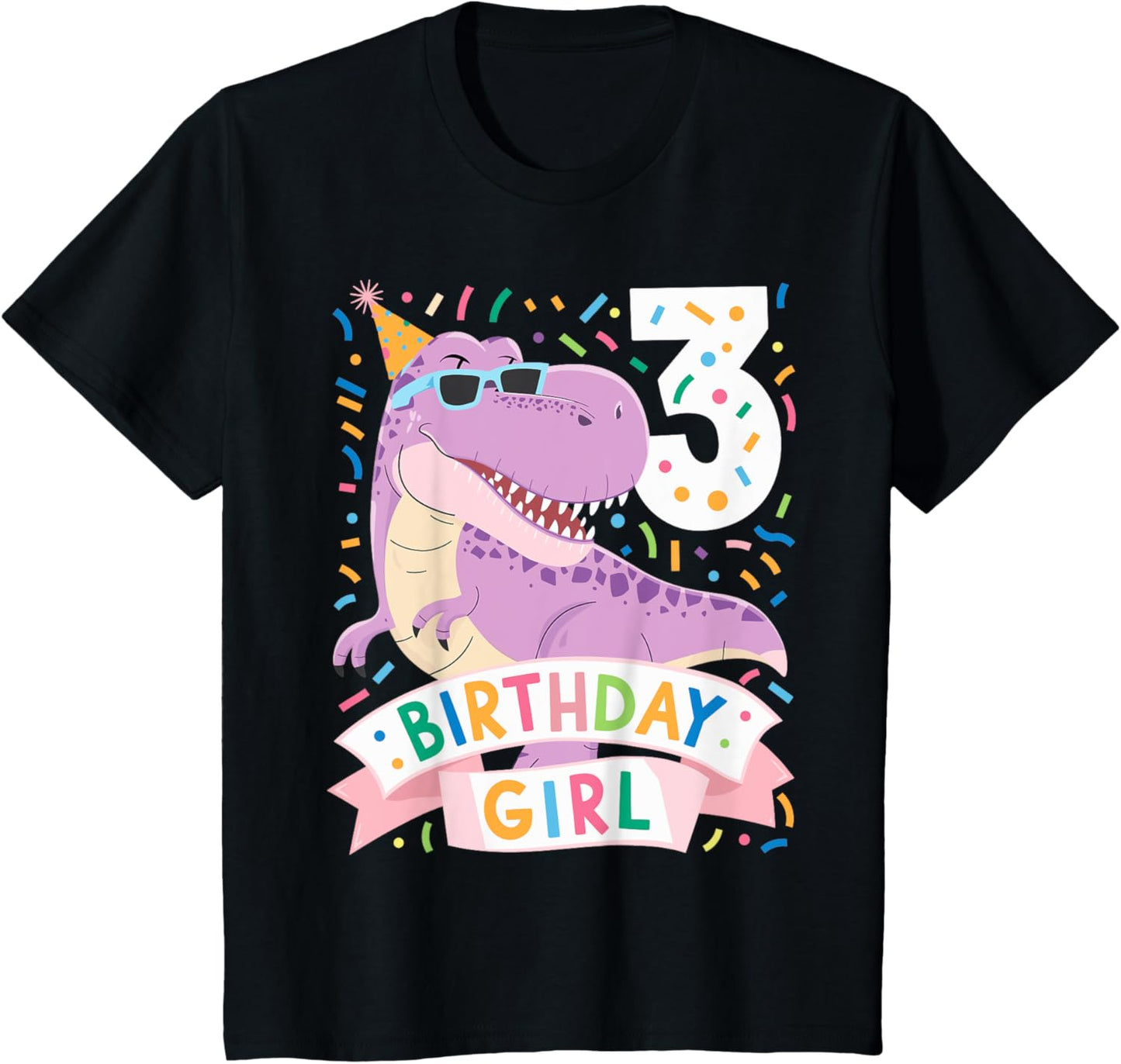 Kids 3 Year Old T Rex Dinosaur 3nd Birthday Girl T-Shirt