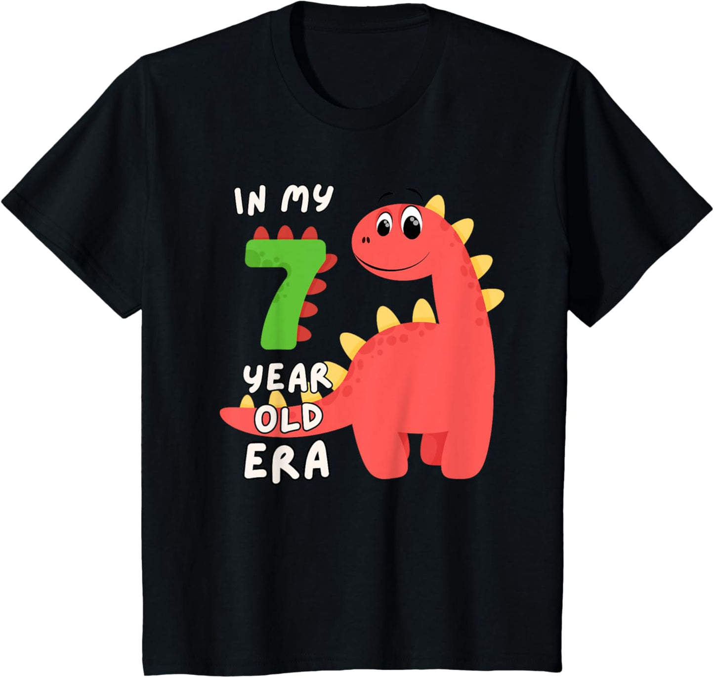 Dinosaur Cute In My 7 Year Old Era Fun Animal 7th Birthday T-Shirt
