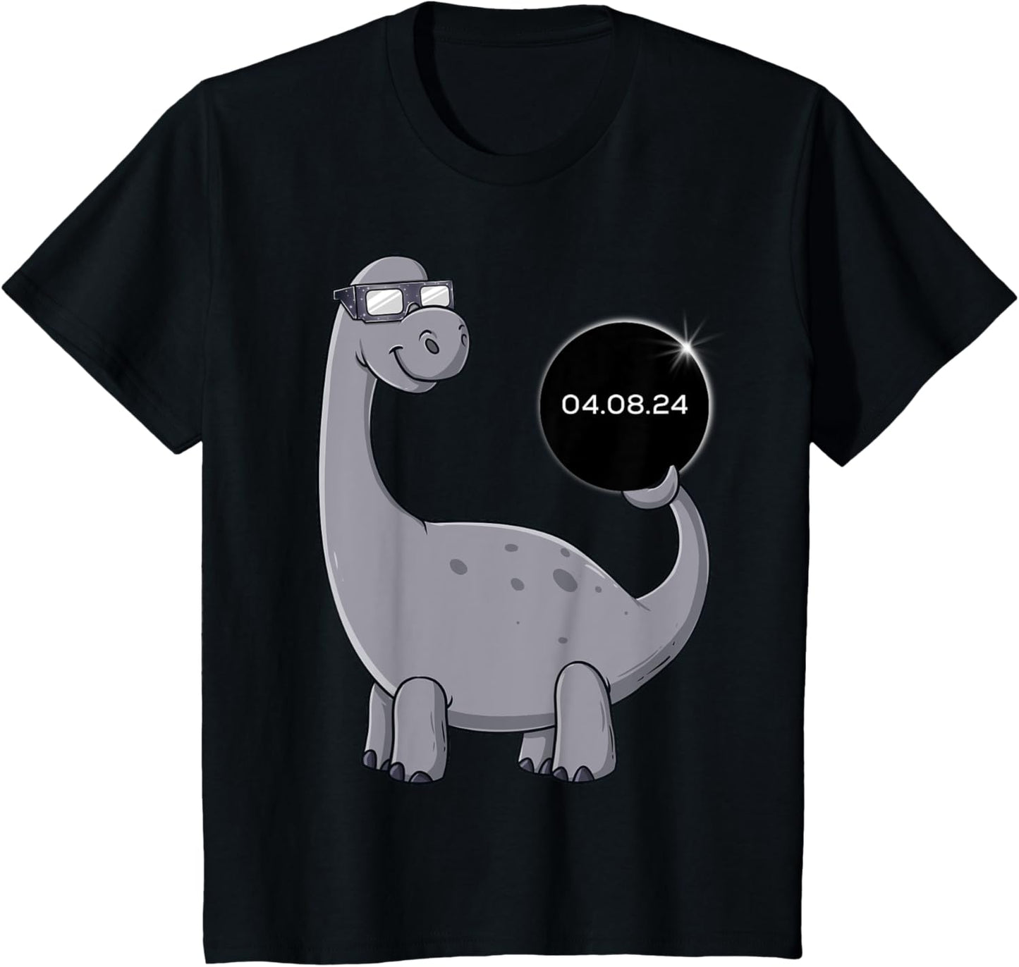 Solar Eclipse Dino 04.08.2024 Funny Toddler Boys Girls T-Shirt