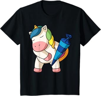 School Cone Unicorn Girls Large Small School Enrolment Girl T-Shirt