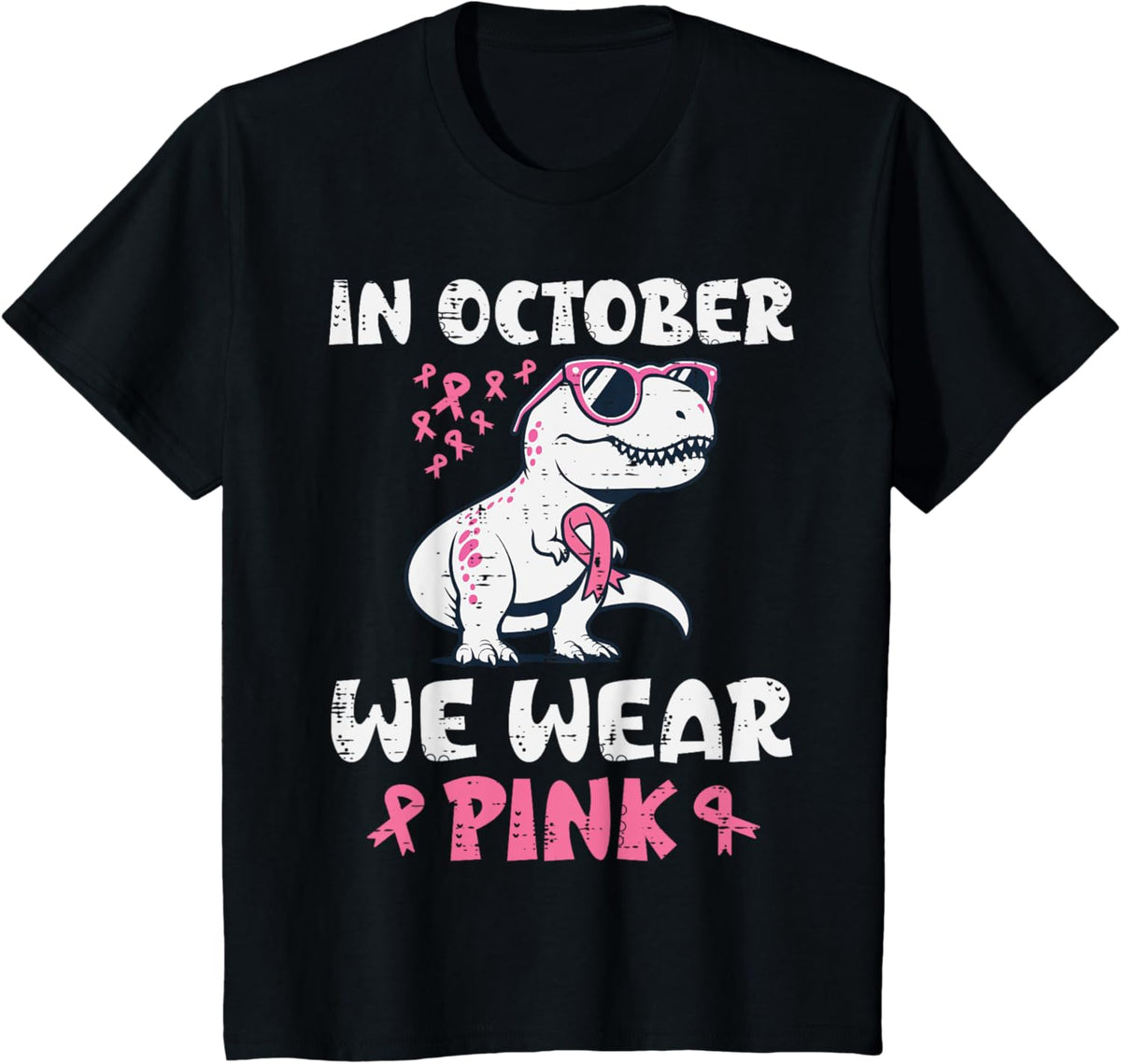 Kids Breast Cancer Trex October Wear Pink Awareness Dinosaur Boys T-Shirt