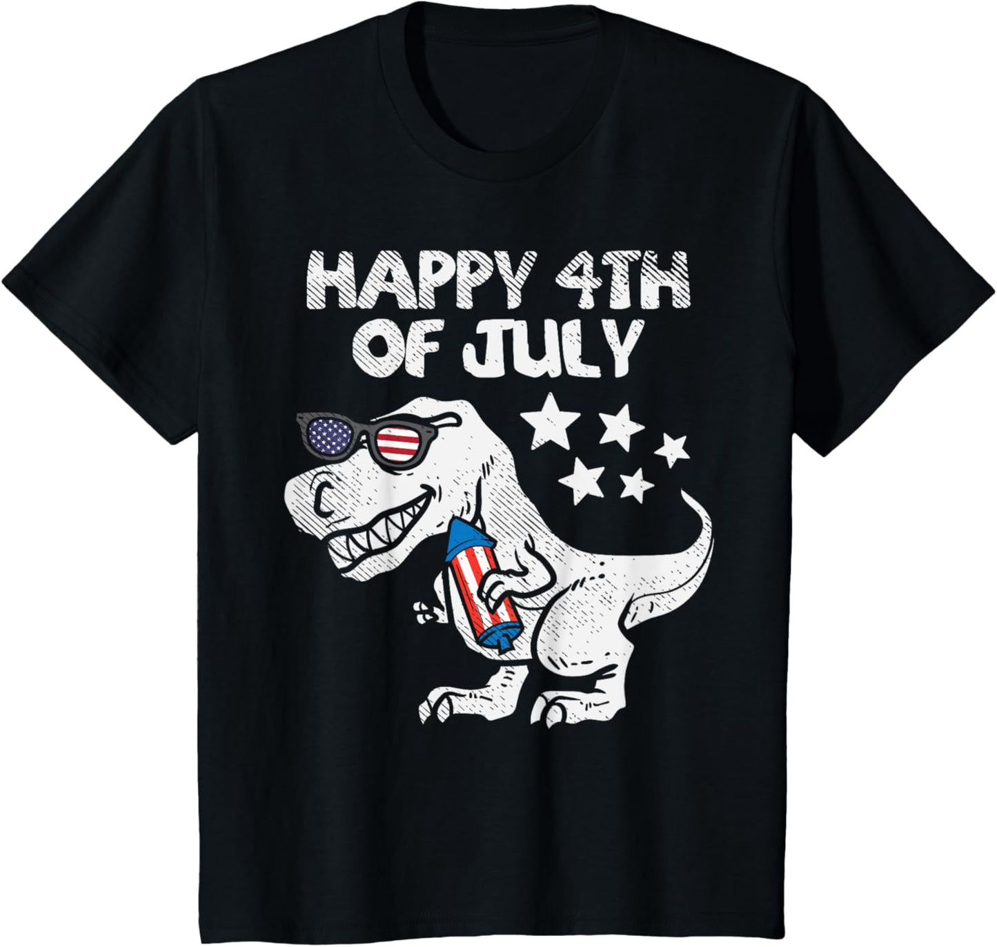 Kids Happy 4th Of July Boys Toddler Trex Dinosaur American Dino T-Shirt