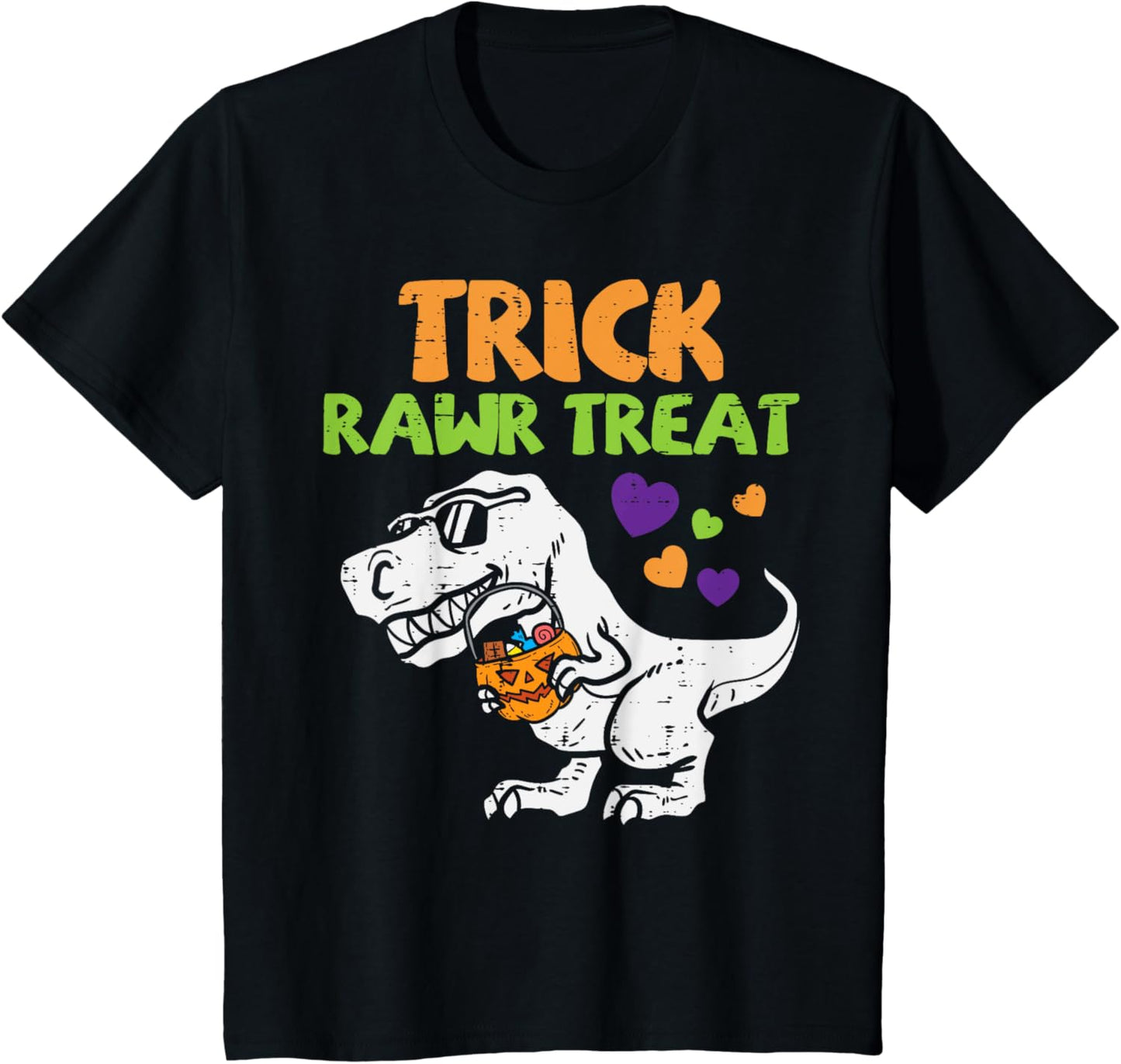 Kids Trick Rawr Treat Dinosaur Trex Toddler Boys Halloween Kids T-Shirt