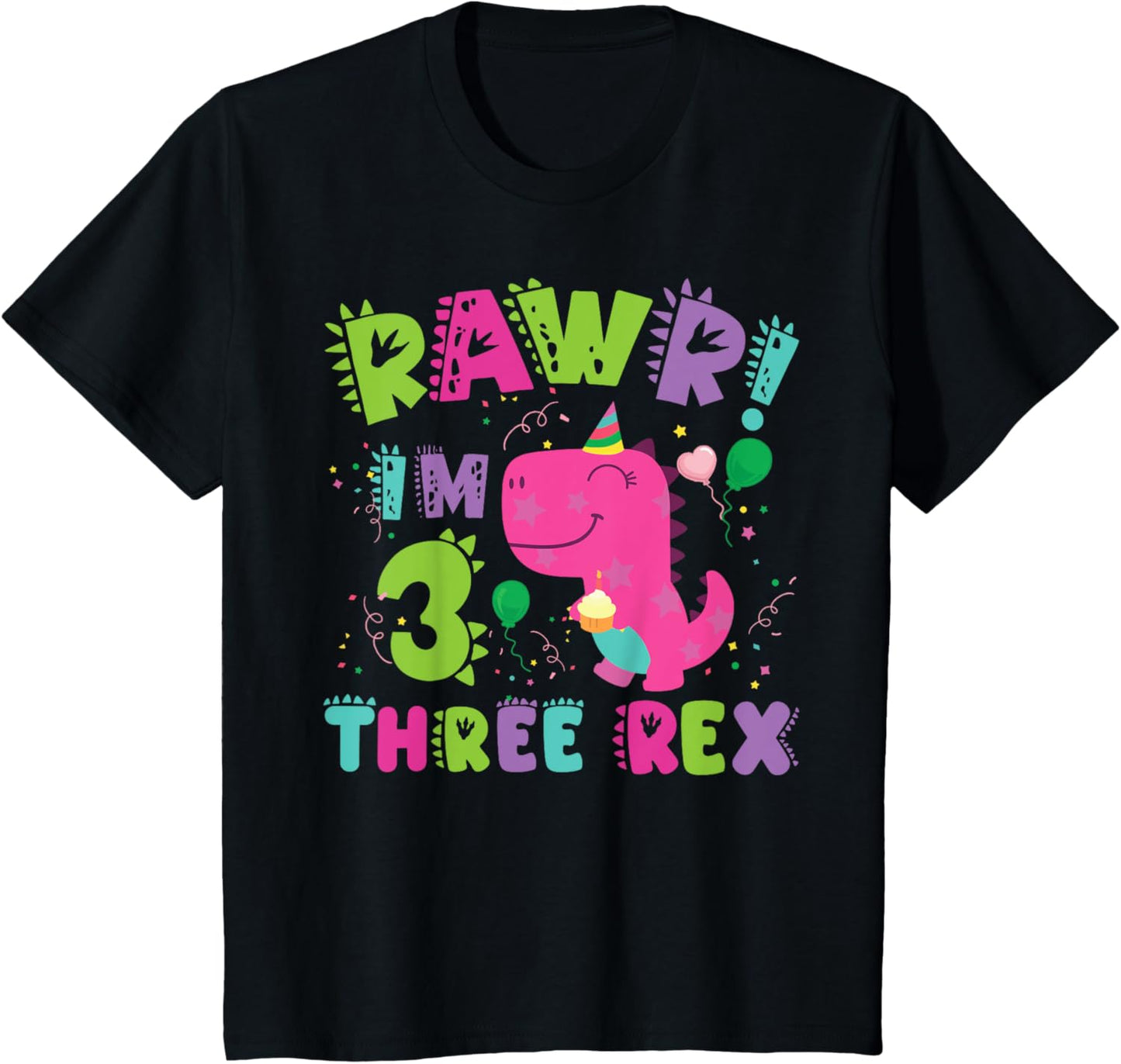 Kids Rawr Im T Rex Dinosaur Birthday 3 Year Old Boy Girl T-Shirt