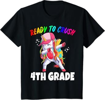 4th Grade Unicorn First Day of School Gift Girls Rainbow T-Shirt