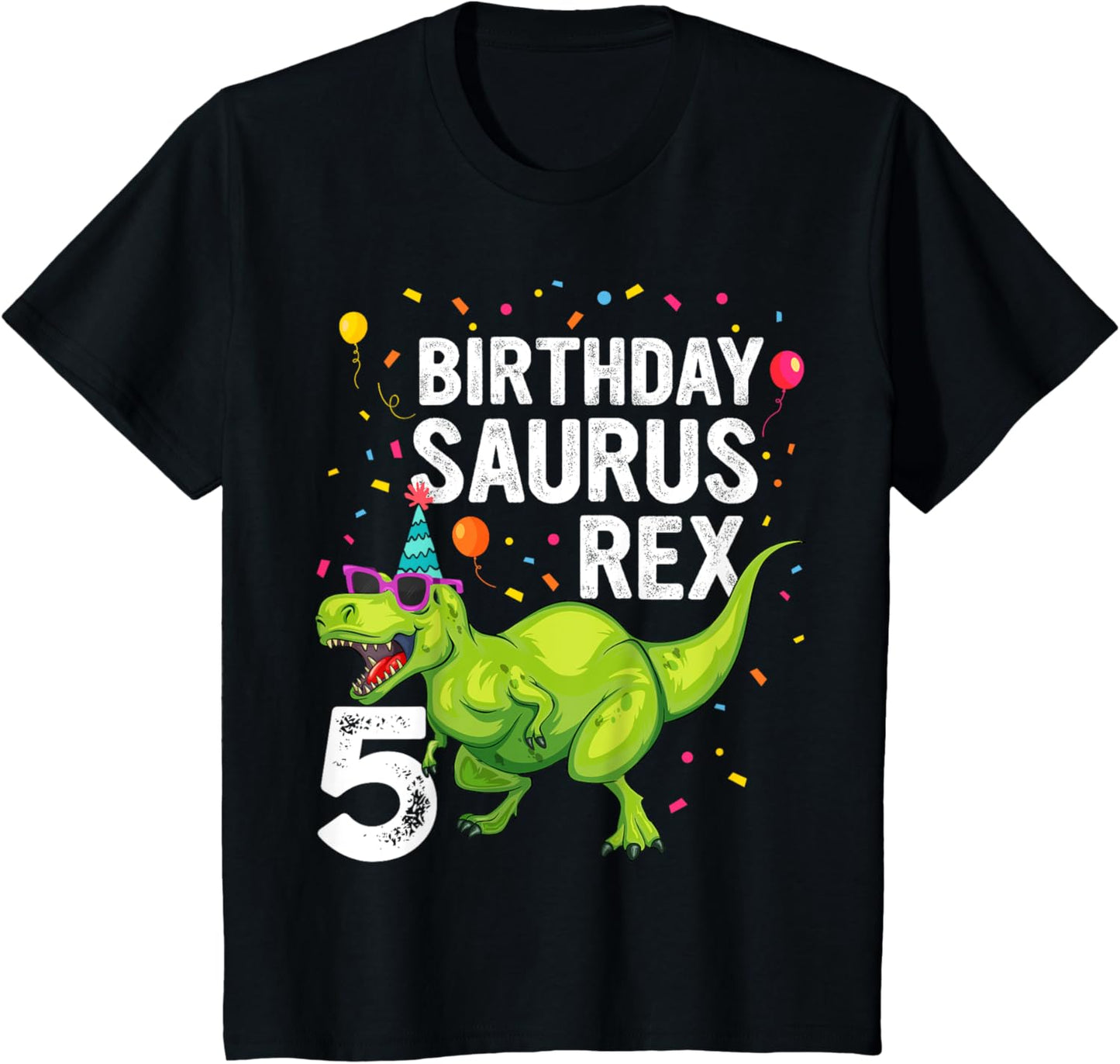 5 Year Old Birthday Boy Girl Dinosaur T Rex Family Matching T-Shirt