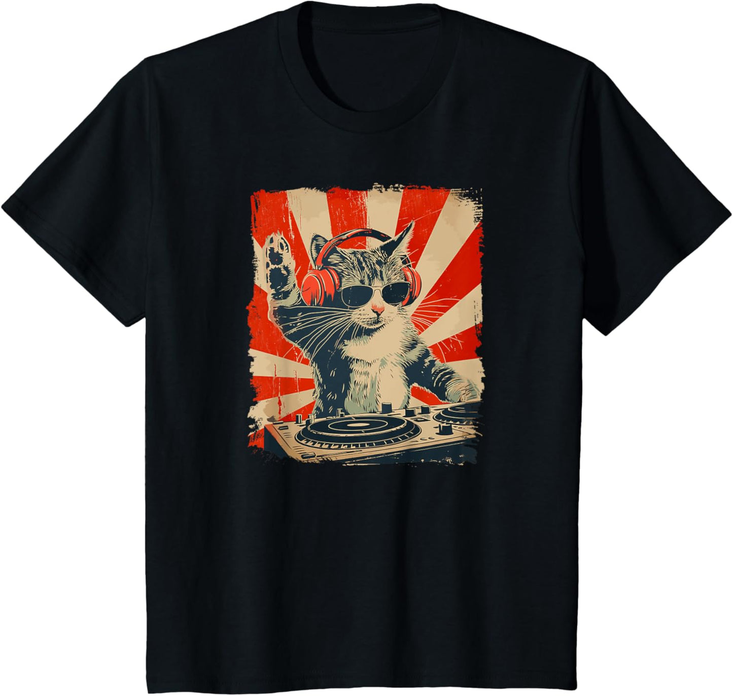 Kids Funny DJ Cat Disco Sound Tech Headphone Music T-Shirt