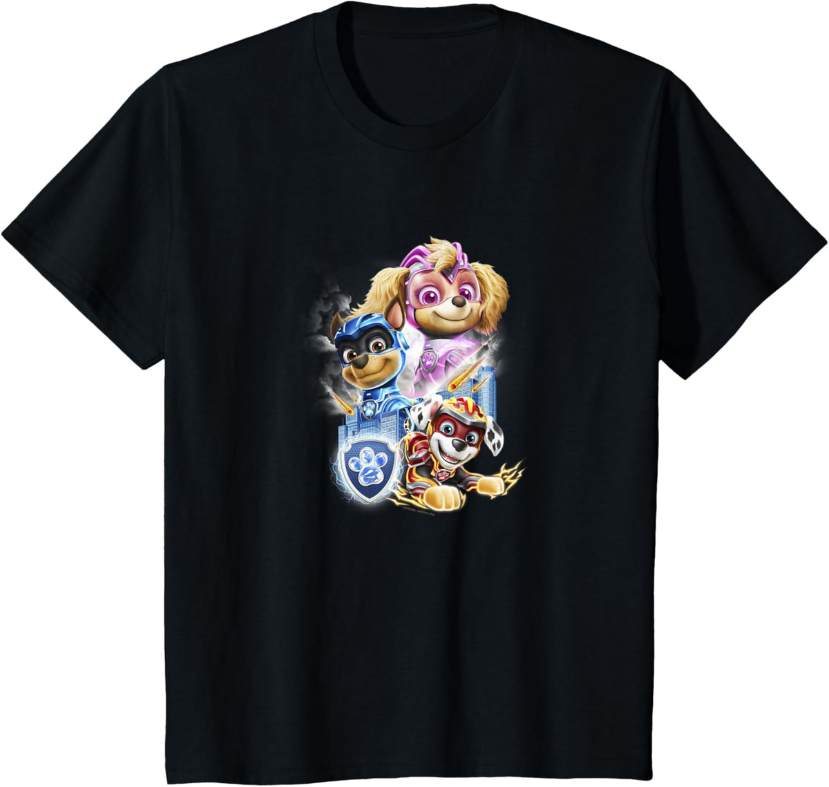 Kids PAW Patrol: The Mighty Movie Skye Chase Marshall Logo T-Shirt