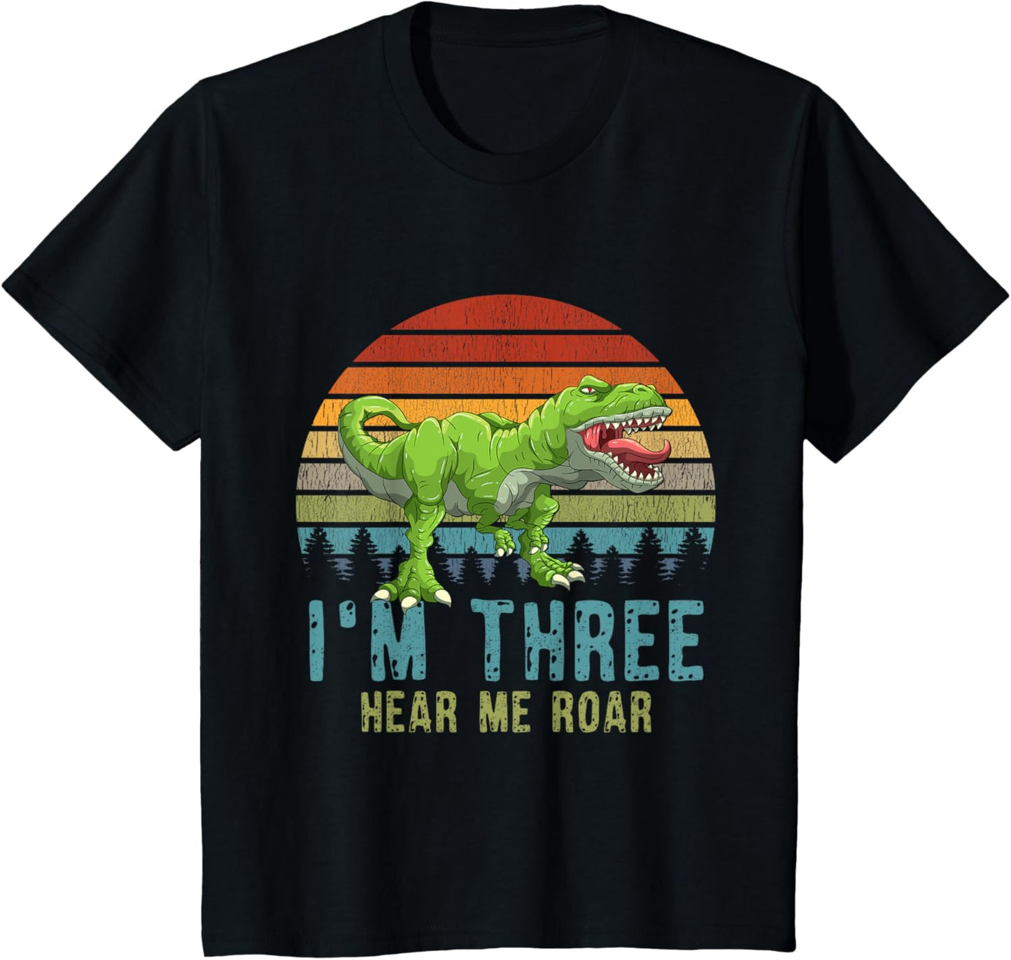 Kids I'm Three Hear Me Roar T-Rex Dinosaur 3. Birthday Boy Dino T-Shirt