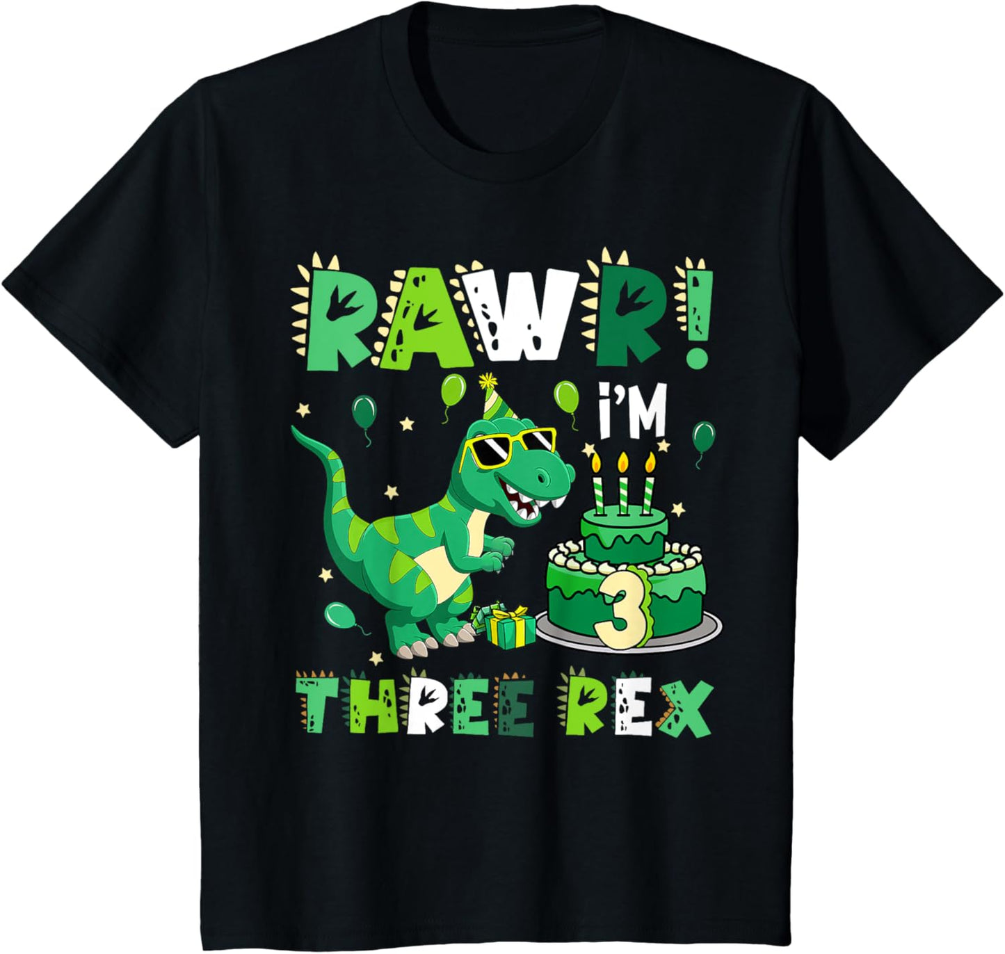 Kids Kids Rawr Im T Rex Dinosaur Birthday 3 Year Old Boy Girl T-Shirt