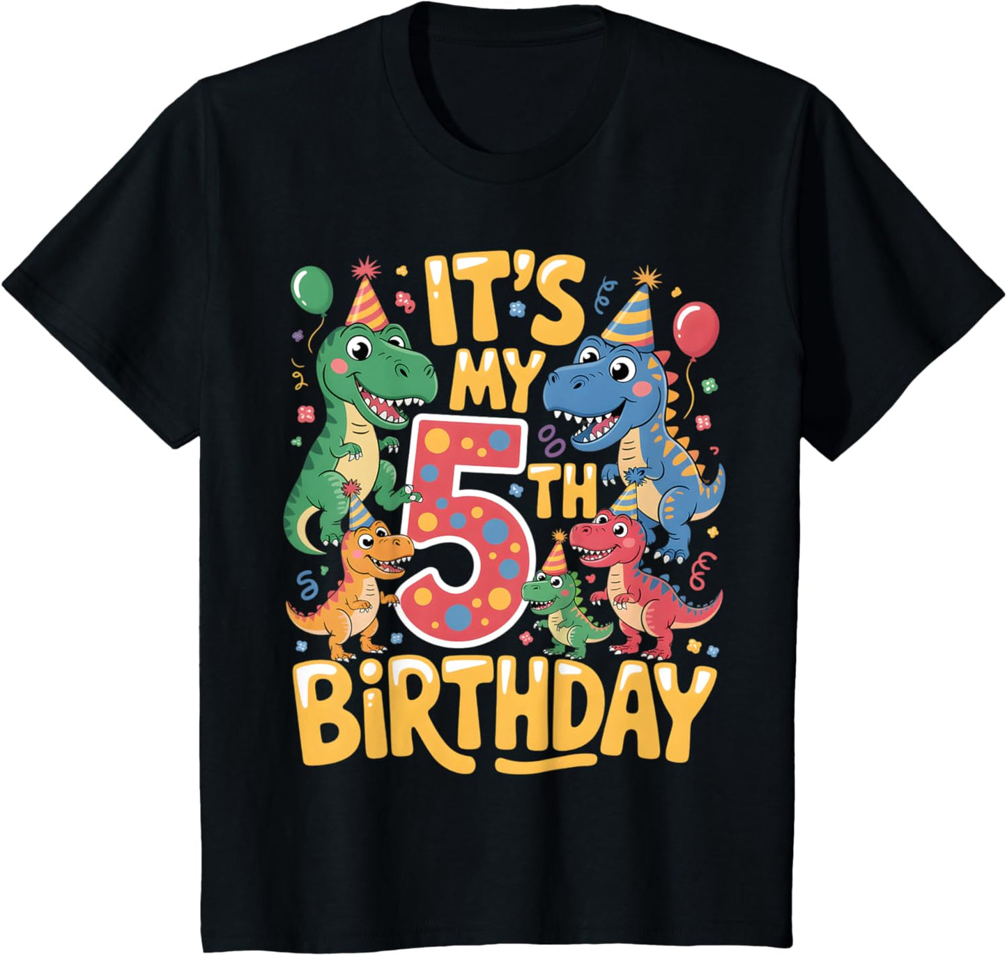 Kids 5 Year Old Dinosaur Lover Boys Kids 5th Birthday Dinosaur T-Shirt