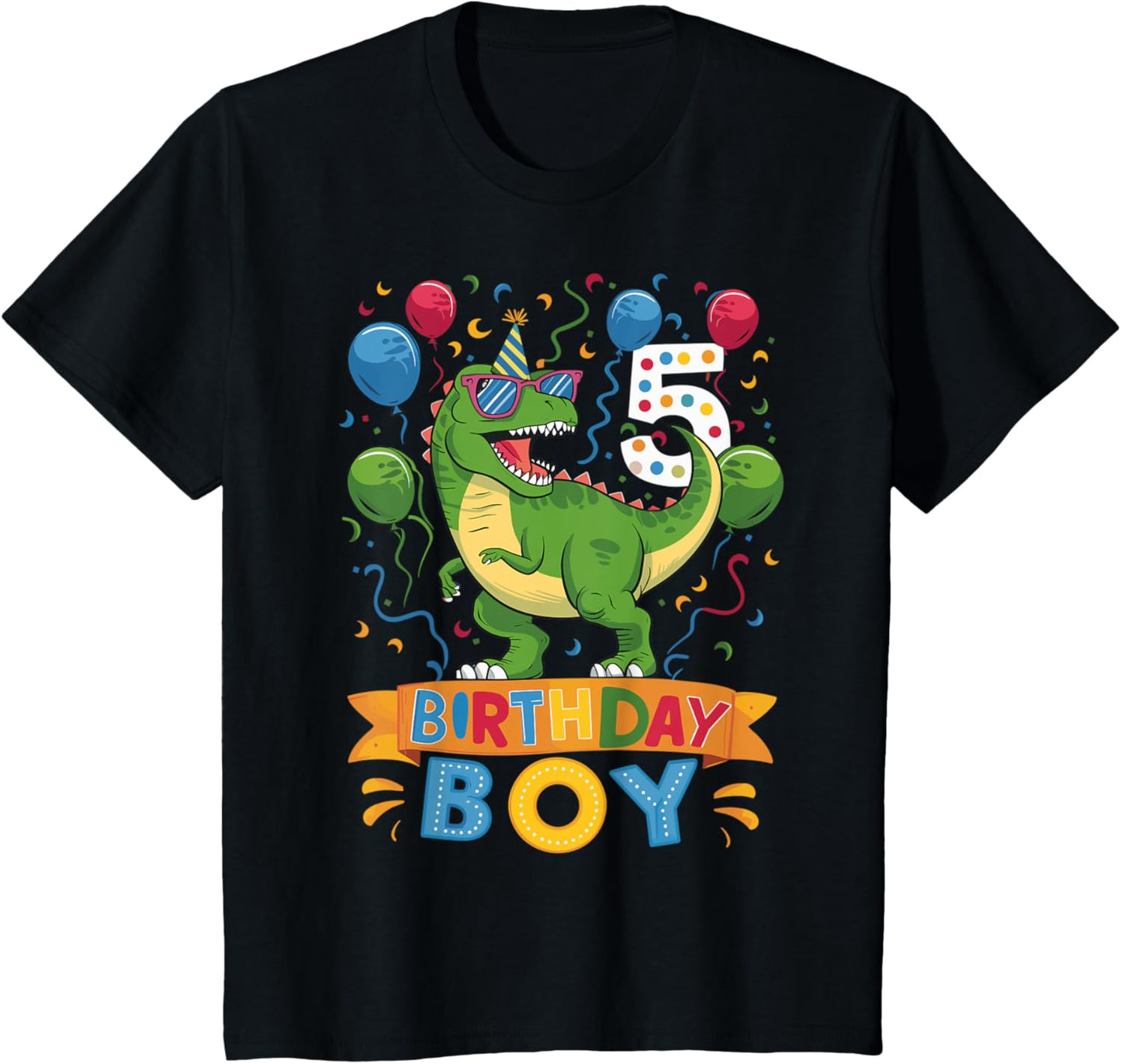 Kids 5 Year Old T Rex Dinosaur 5nd Birthday Boy T-Shirt