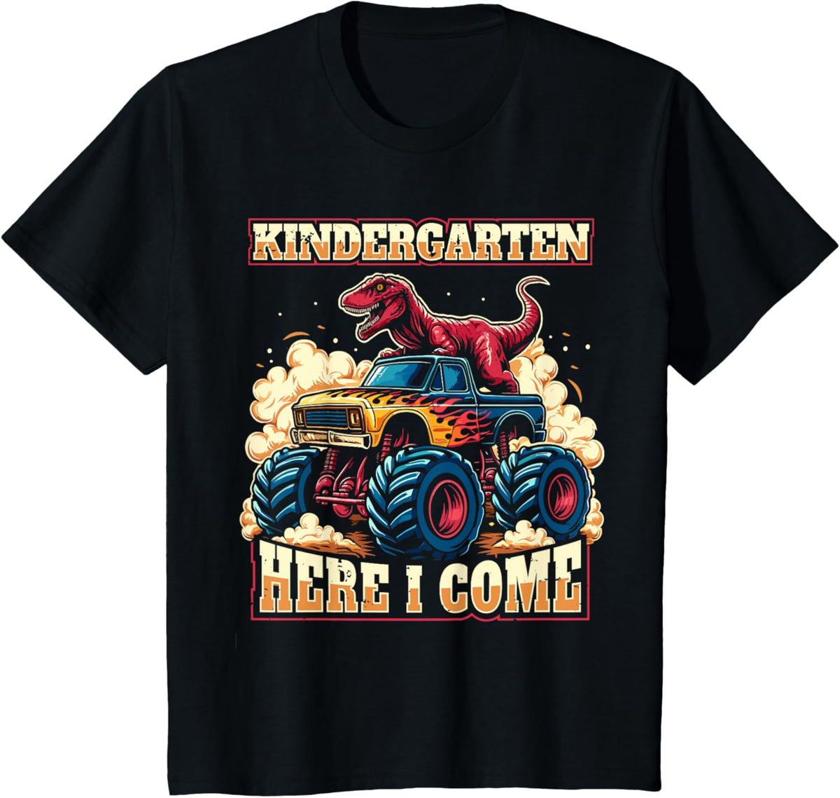 Kids Back To School Kindergarten Monster Truck Dinosaur Boys T-Shirt