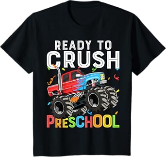 First Day of Pre-K Ready To Crush Preschool Monster Truck T-Shirt