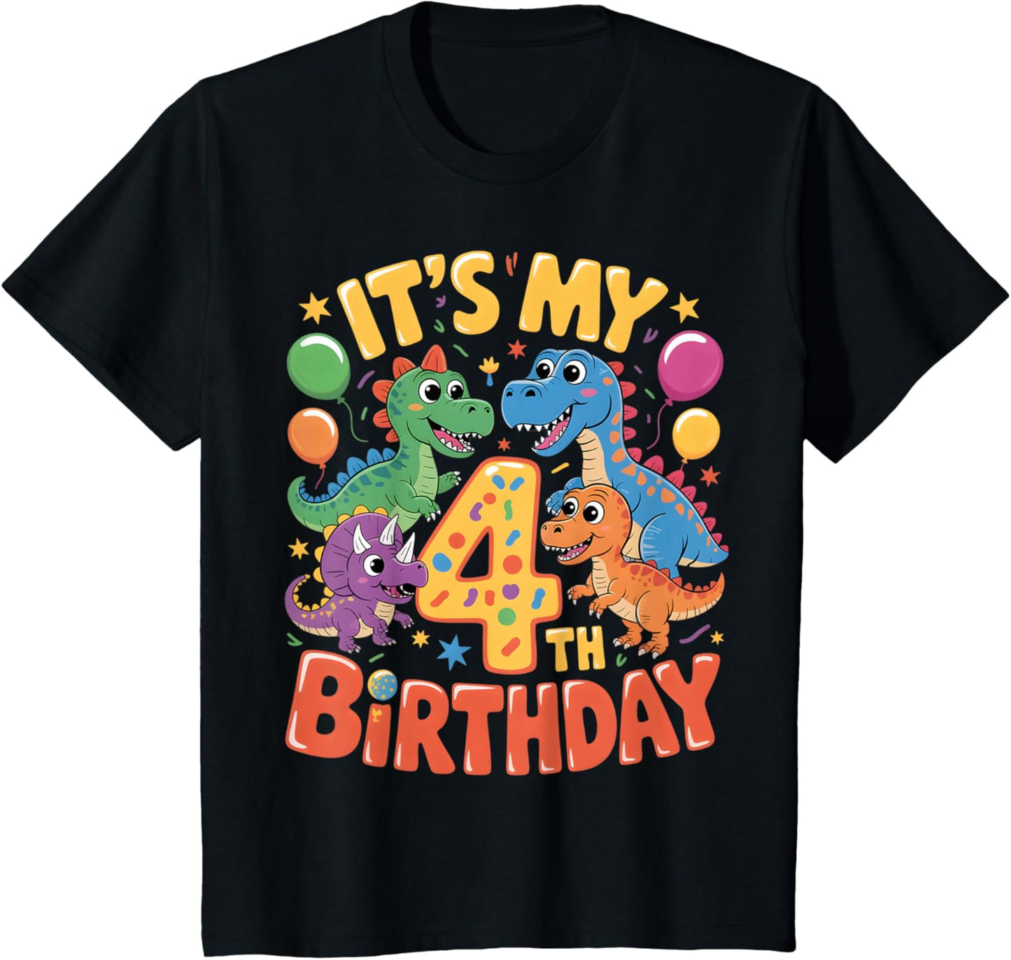 Kids 4 Years Old kids Boys Toddler Dinosaur 4th Birthday Dinosaur T-Shirt