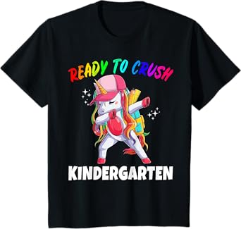 First Day of Kindergarten Unicorn Gift Girls Cute Rainbow T-Shirt