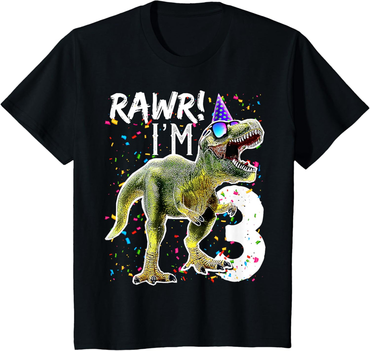 Rawr I'm 3 3rd Birthday T Rex Dinosaur Party Gift for Boys T-Shirt