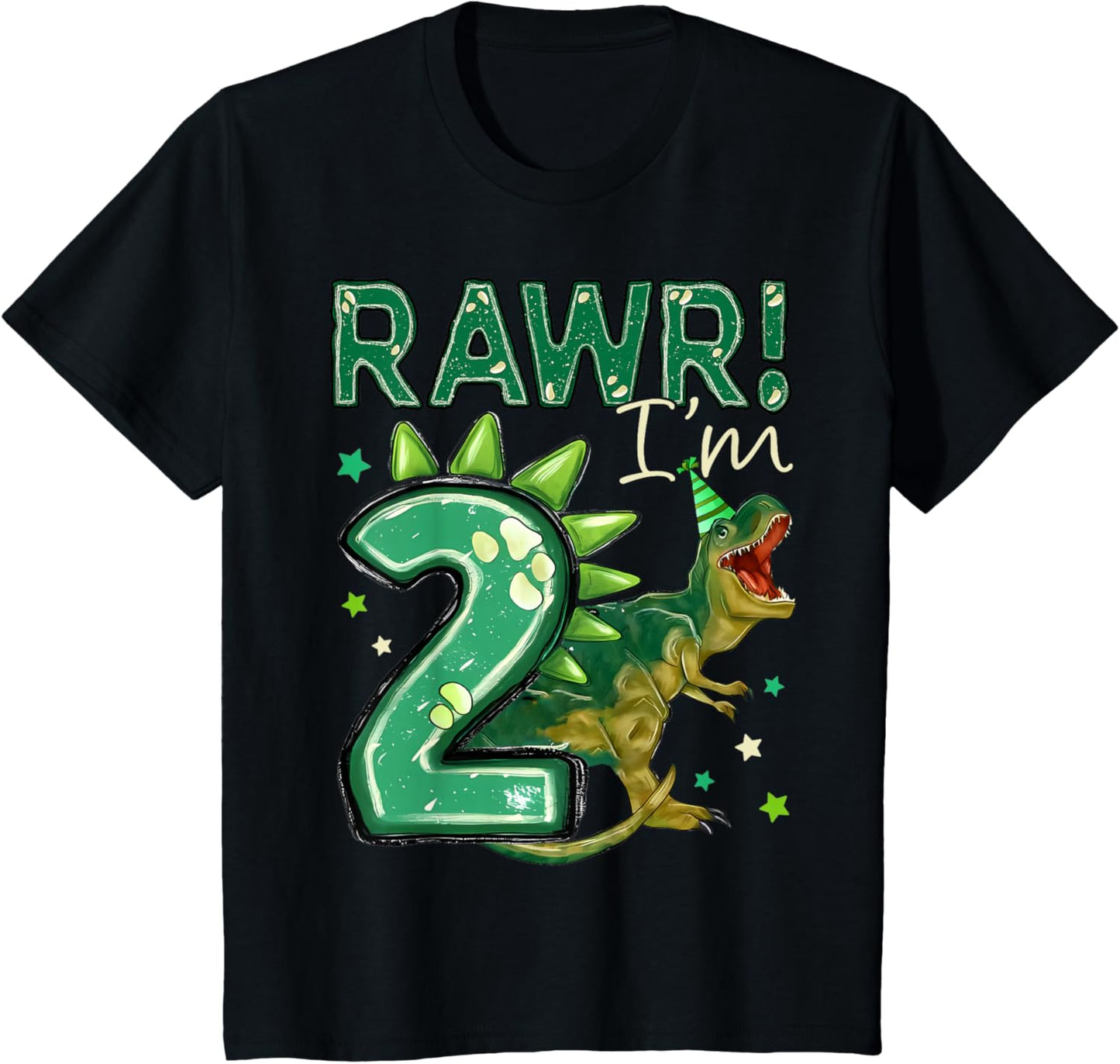 Kids Two T Rex 2nd Birthday Second Dinosaur I'm 2 Year Old Boy T-Shirt